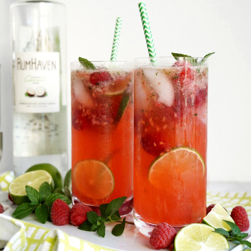 Raspberry Coconut Mojitos