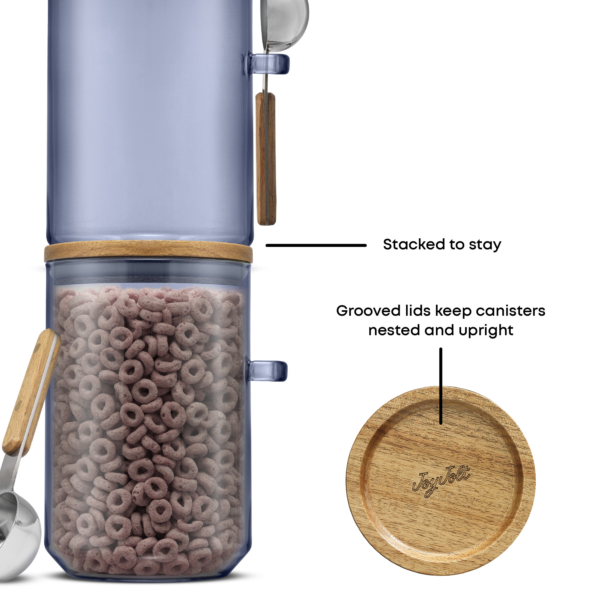 Holden Stackable Glass Storage Canister Set with Wood Lids and Scoops