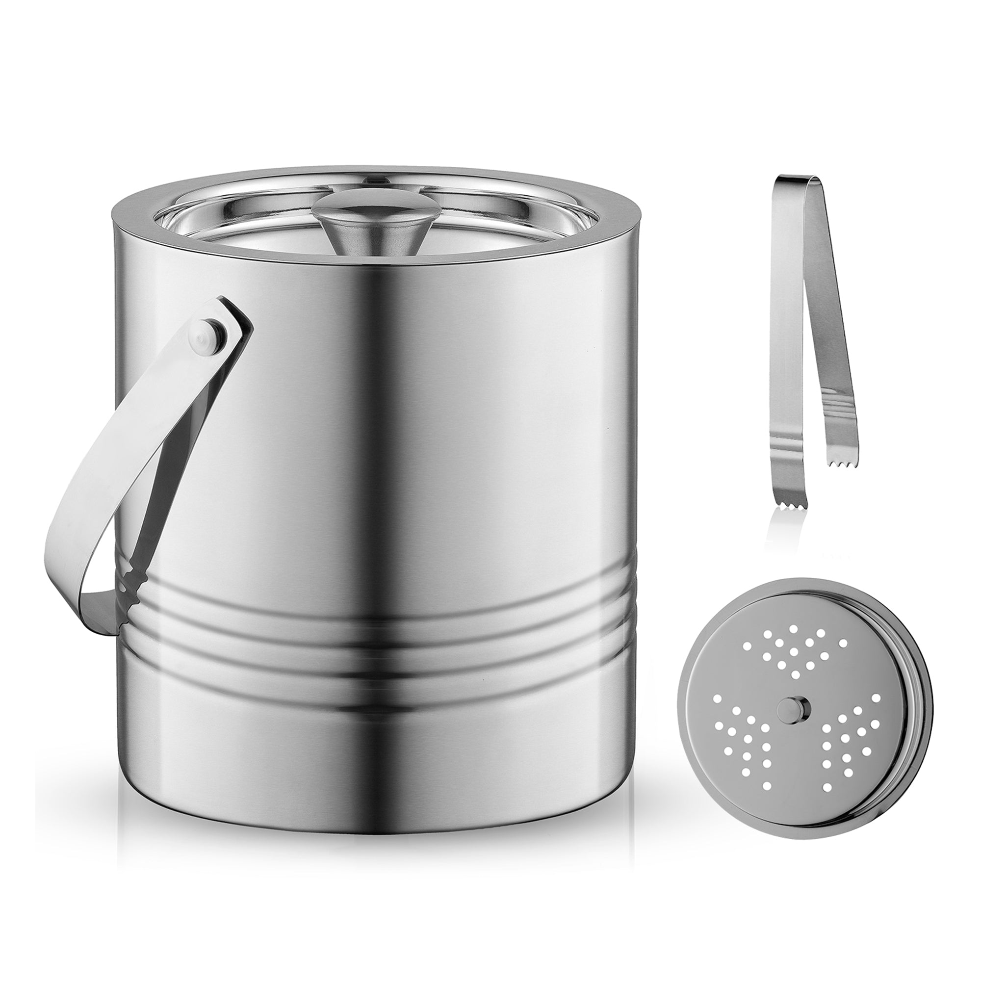 JoyJolt 3L Steel Ice Bucket: Strainer & Tongs