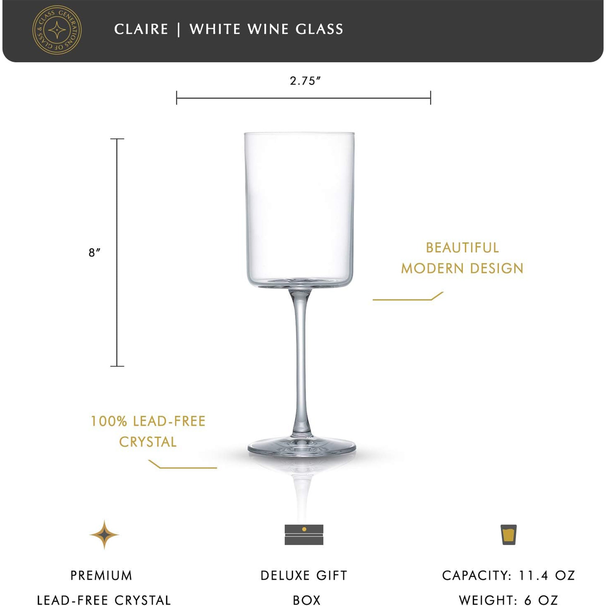 Claire White Wine Glasses