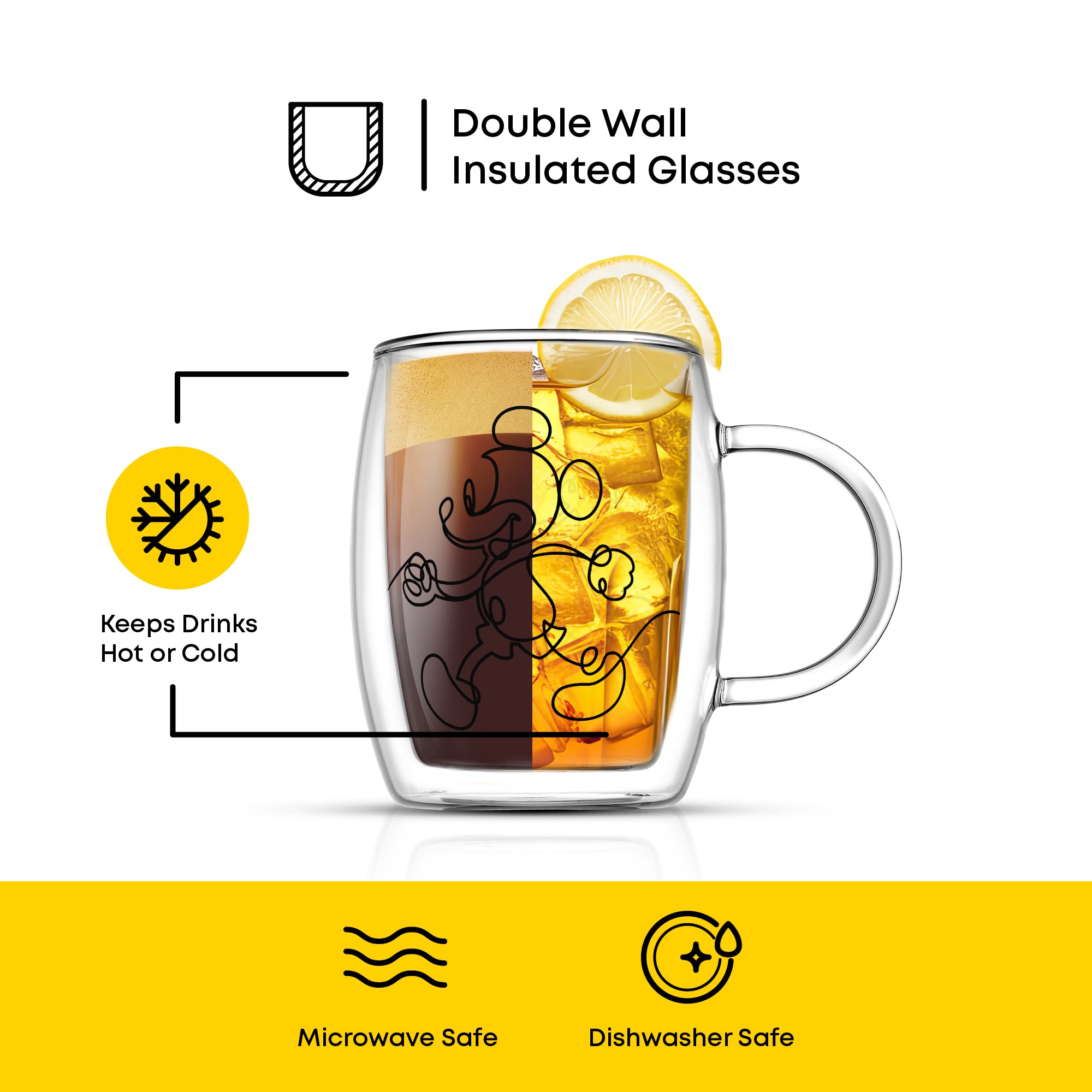 Disney Mickey and Pluto Aroma Glass Mugs