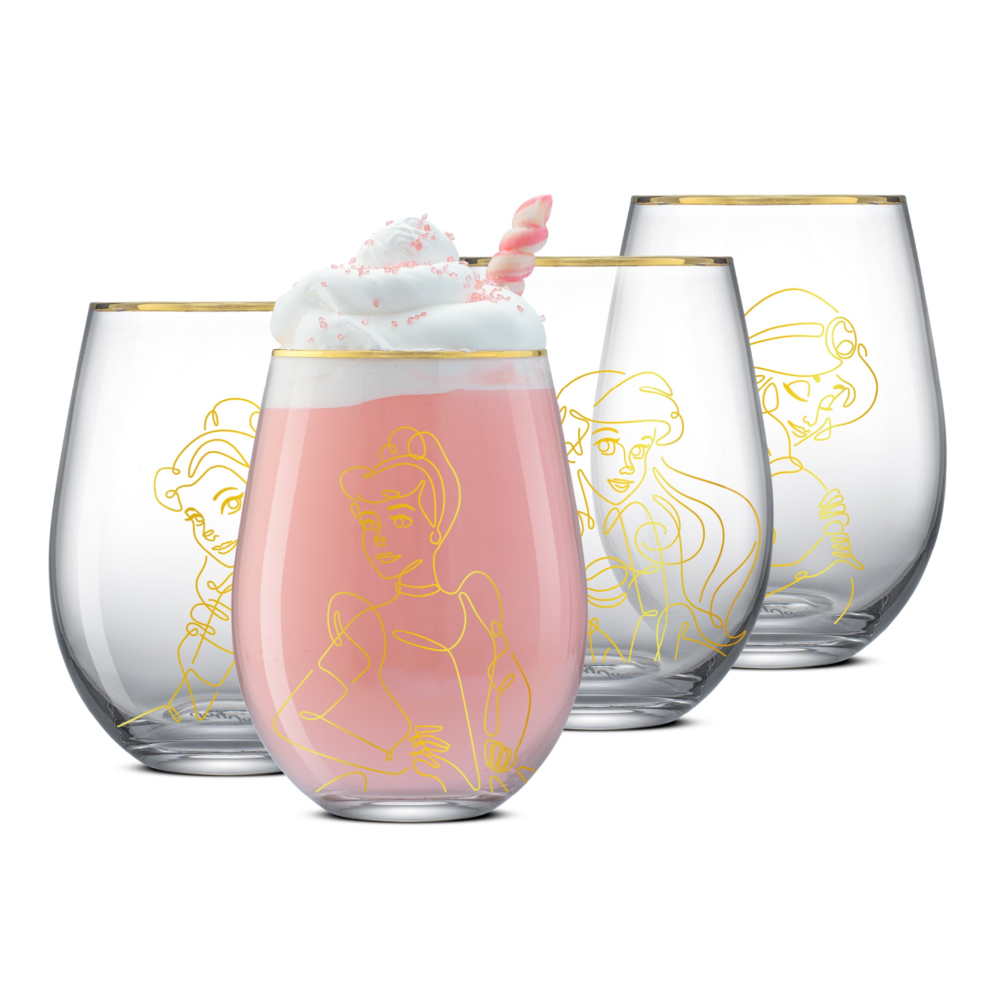 Disney Princess Sketch Stemless Drinking Glasses