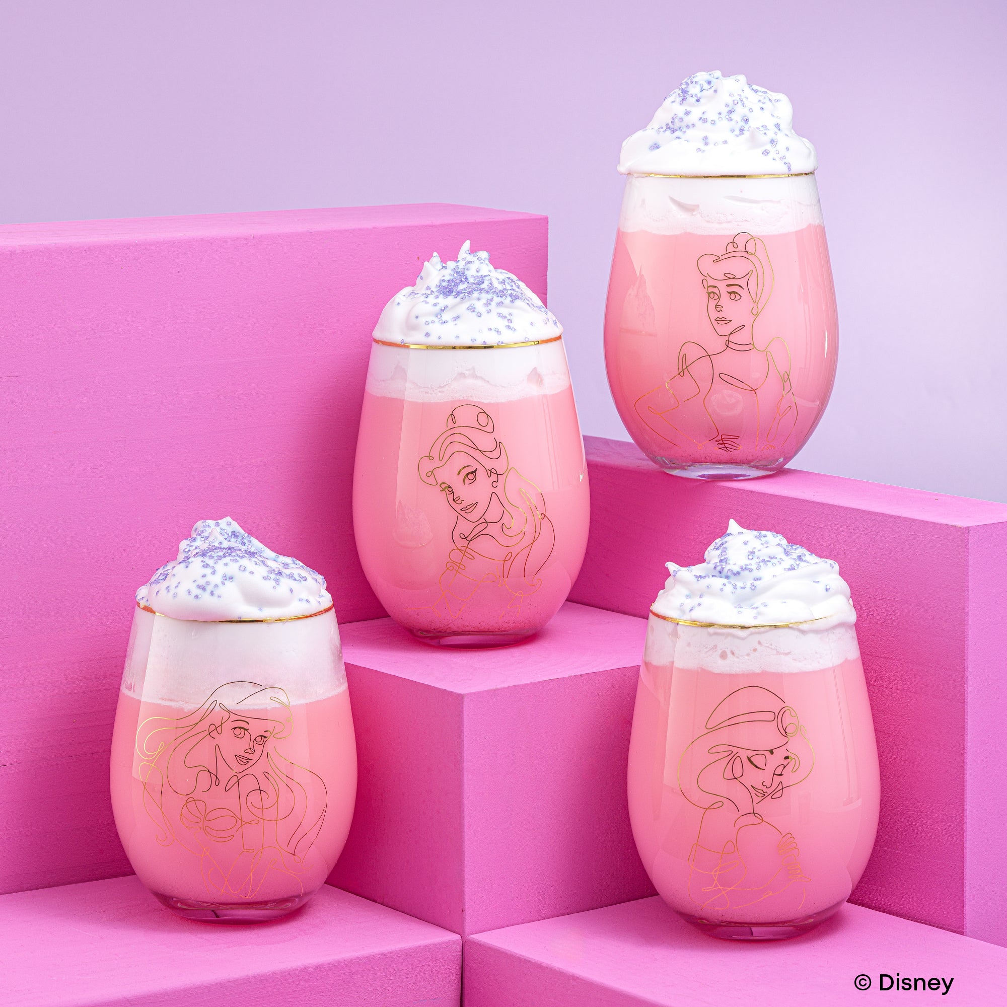 Disney Princess Sketch Stemless Drinking Glasses