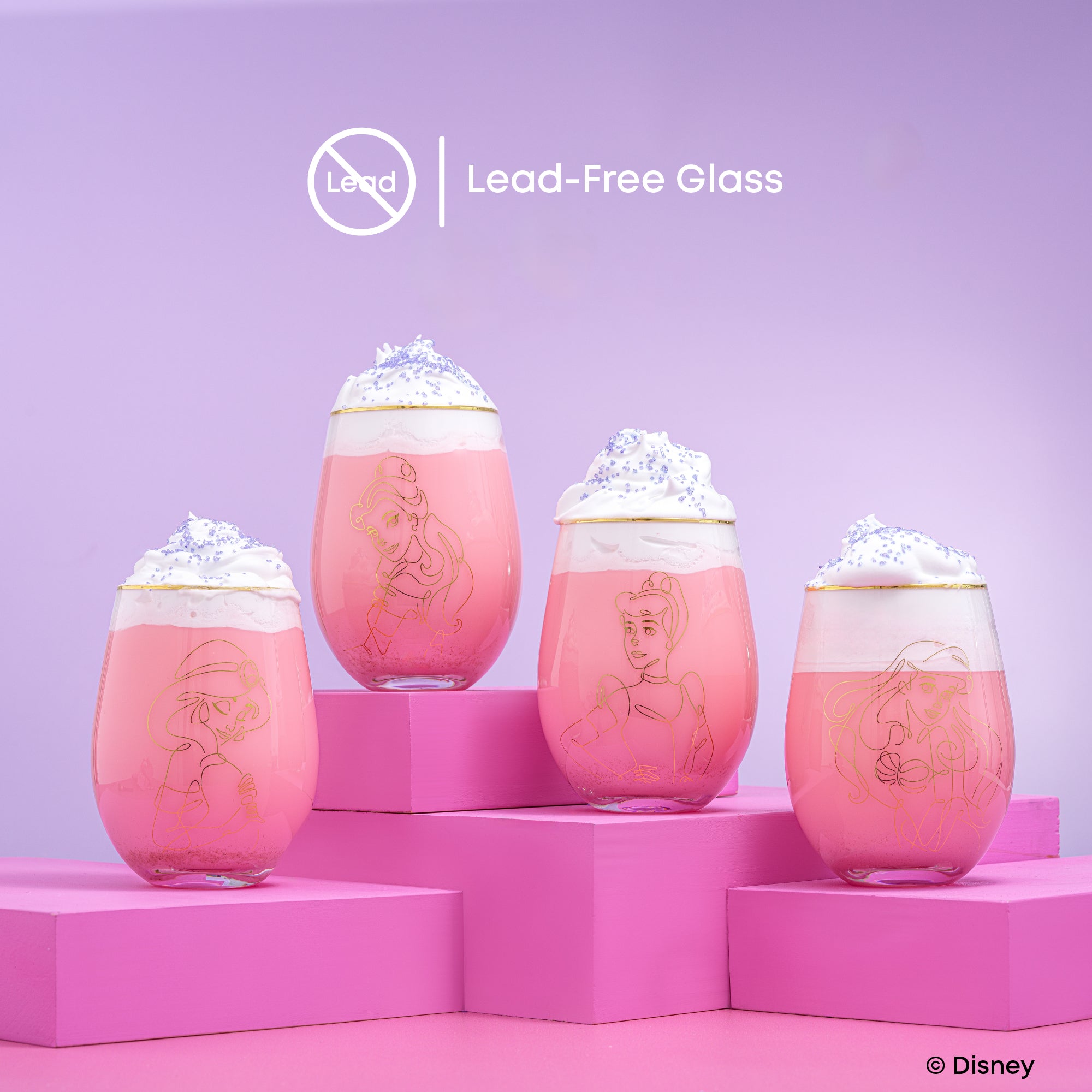 Disney Princess Sketch Stemless Drinking Glasses