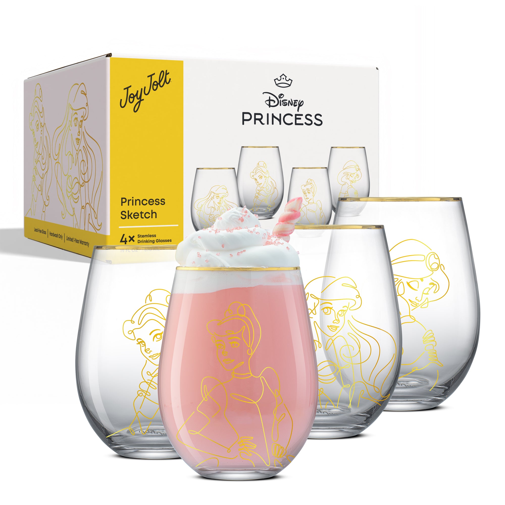 Disney Princess Sketch Stemless Drinking Glasses