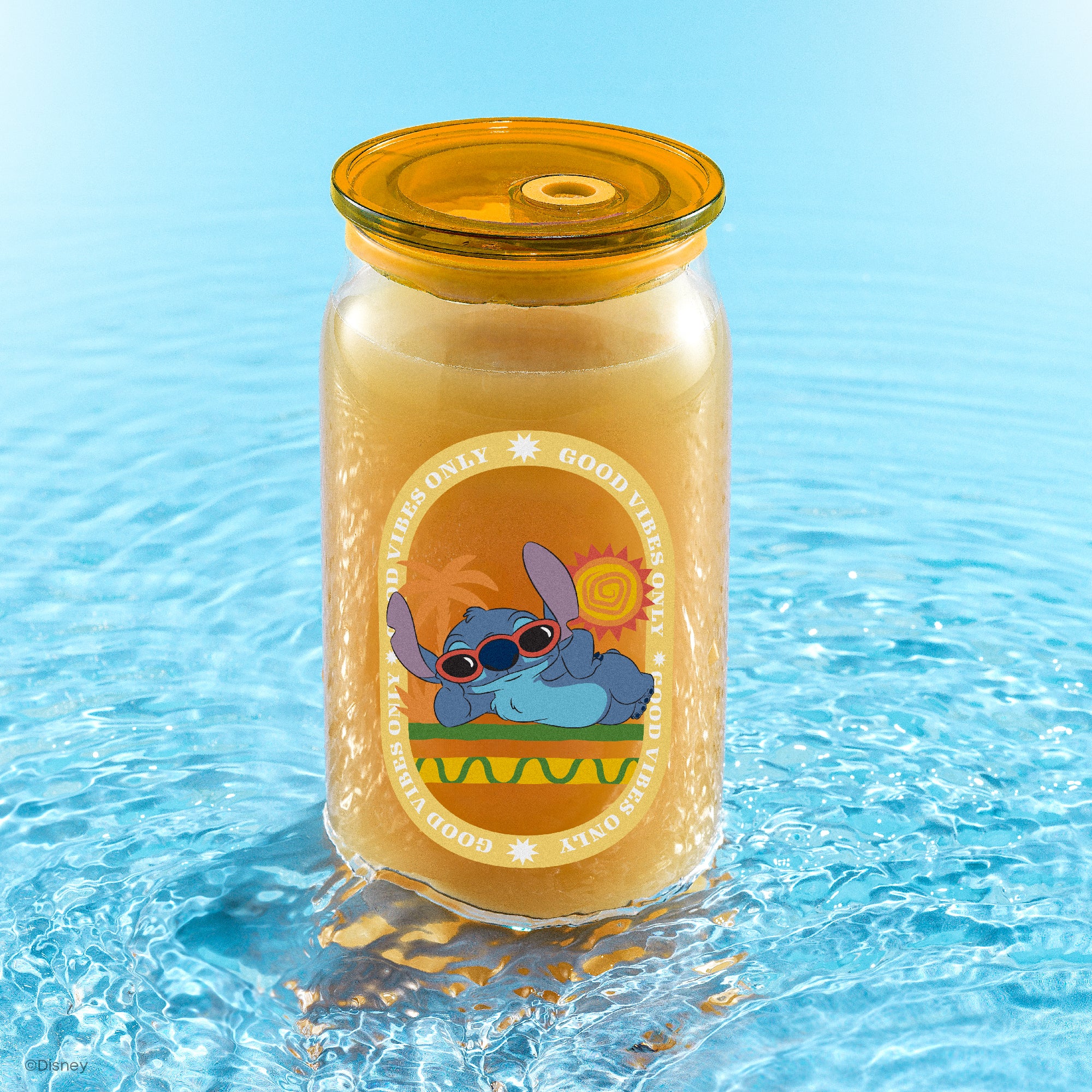 Disney Stitch Island Vibes Tumbler Glasses with Lids & Straws