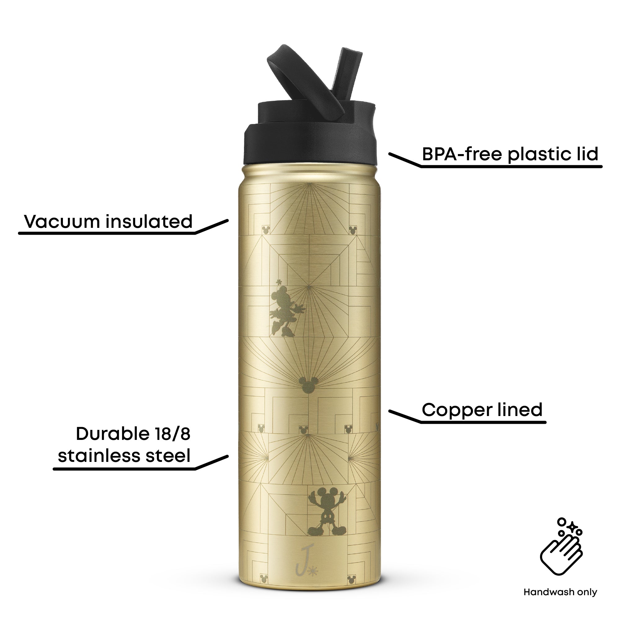 Disney Mickey Mouse and Minnie Mouse MonoMouse Stainless Steel Water Bottle