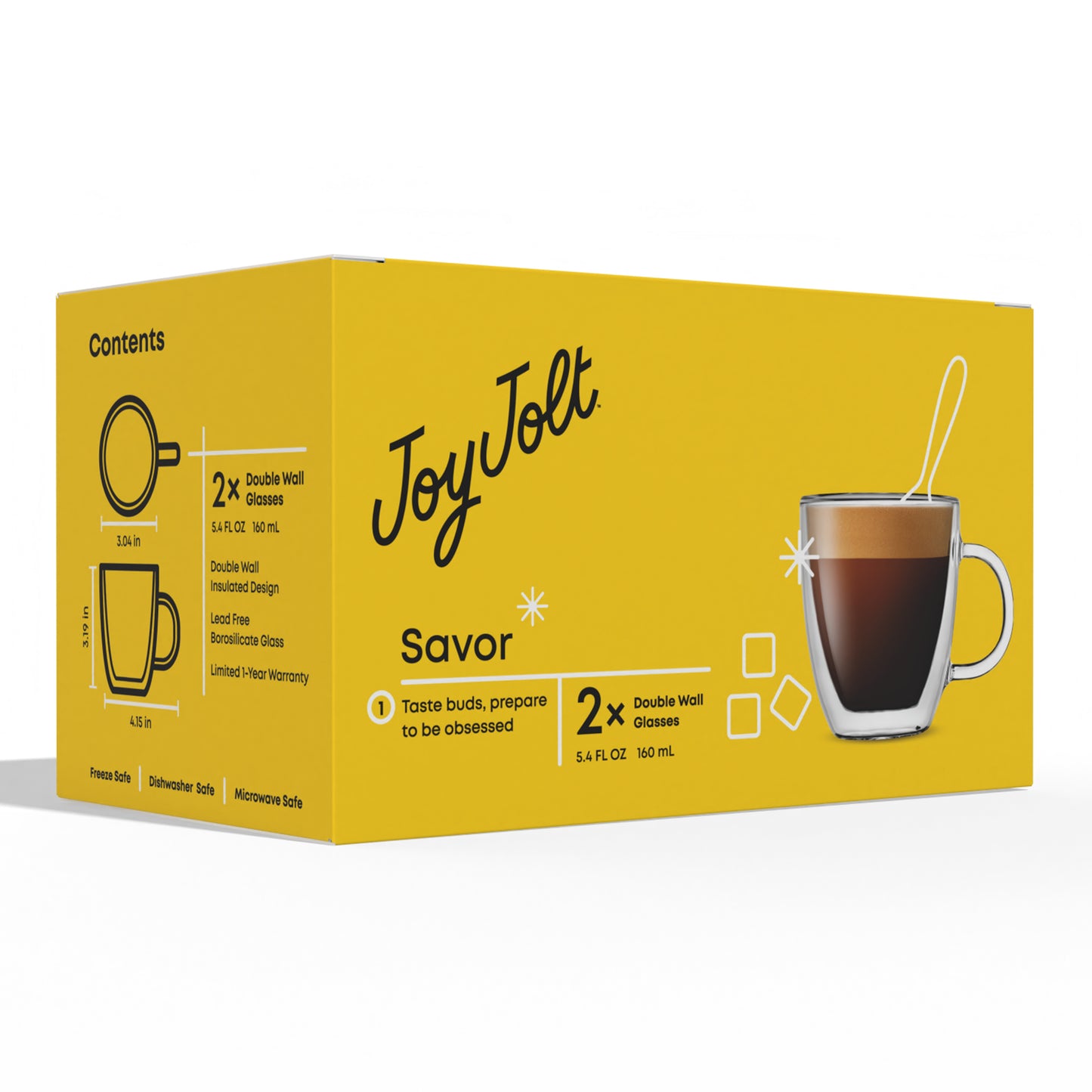 Savor Double Wall Espresso Glasses, 5.4 oz