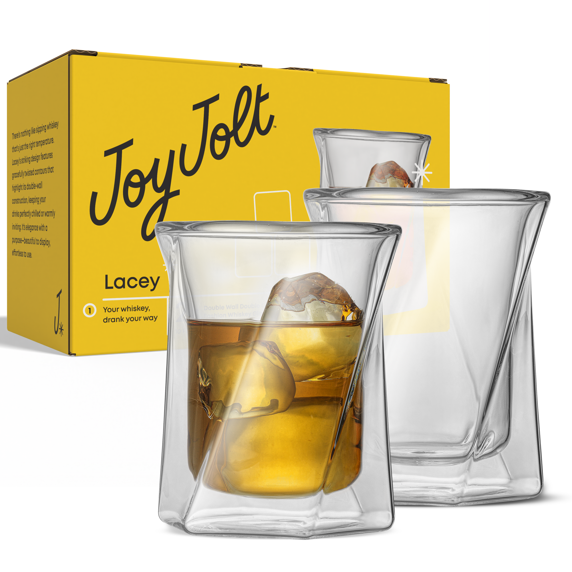 Lacey Double Wall Double Old Fashion Whiskey Glasses