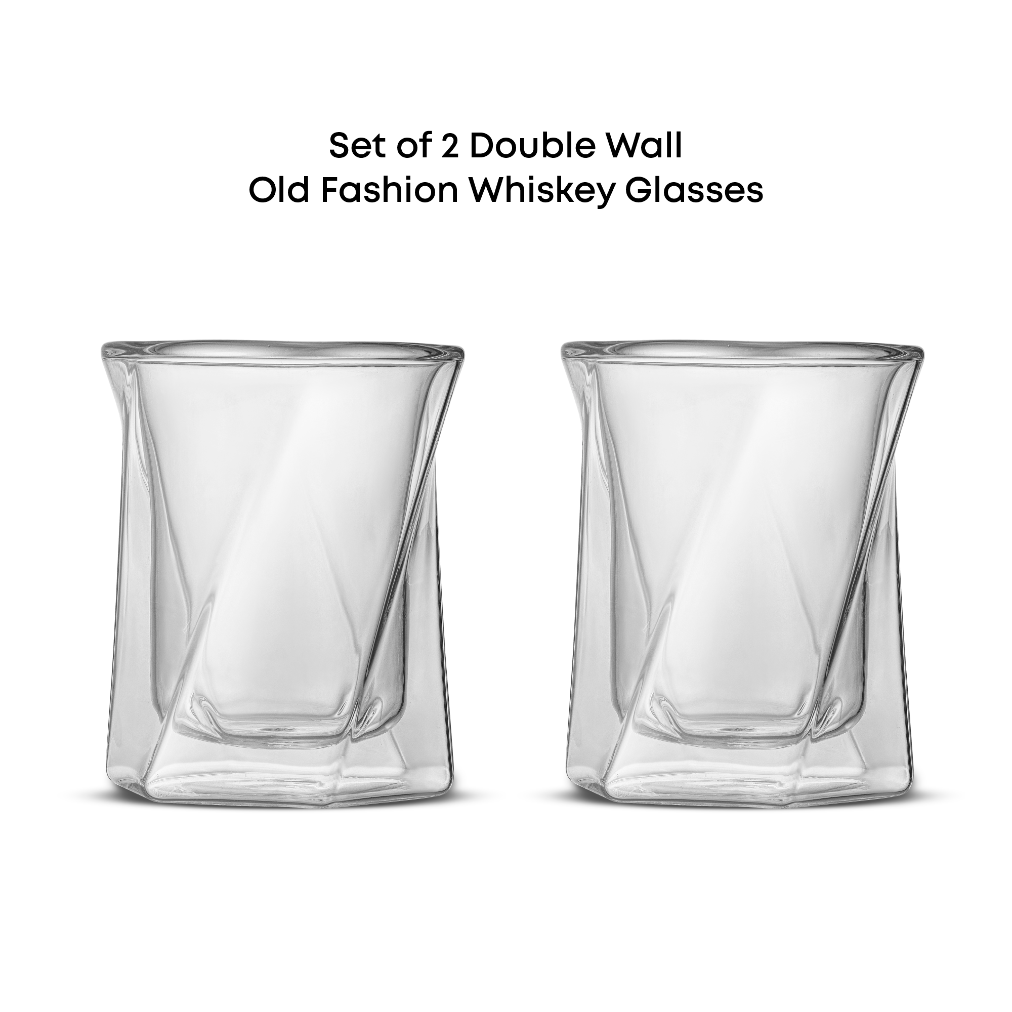 Lacey Double Wall Double Old Fashion Whiskey Glasses