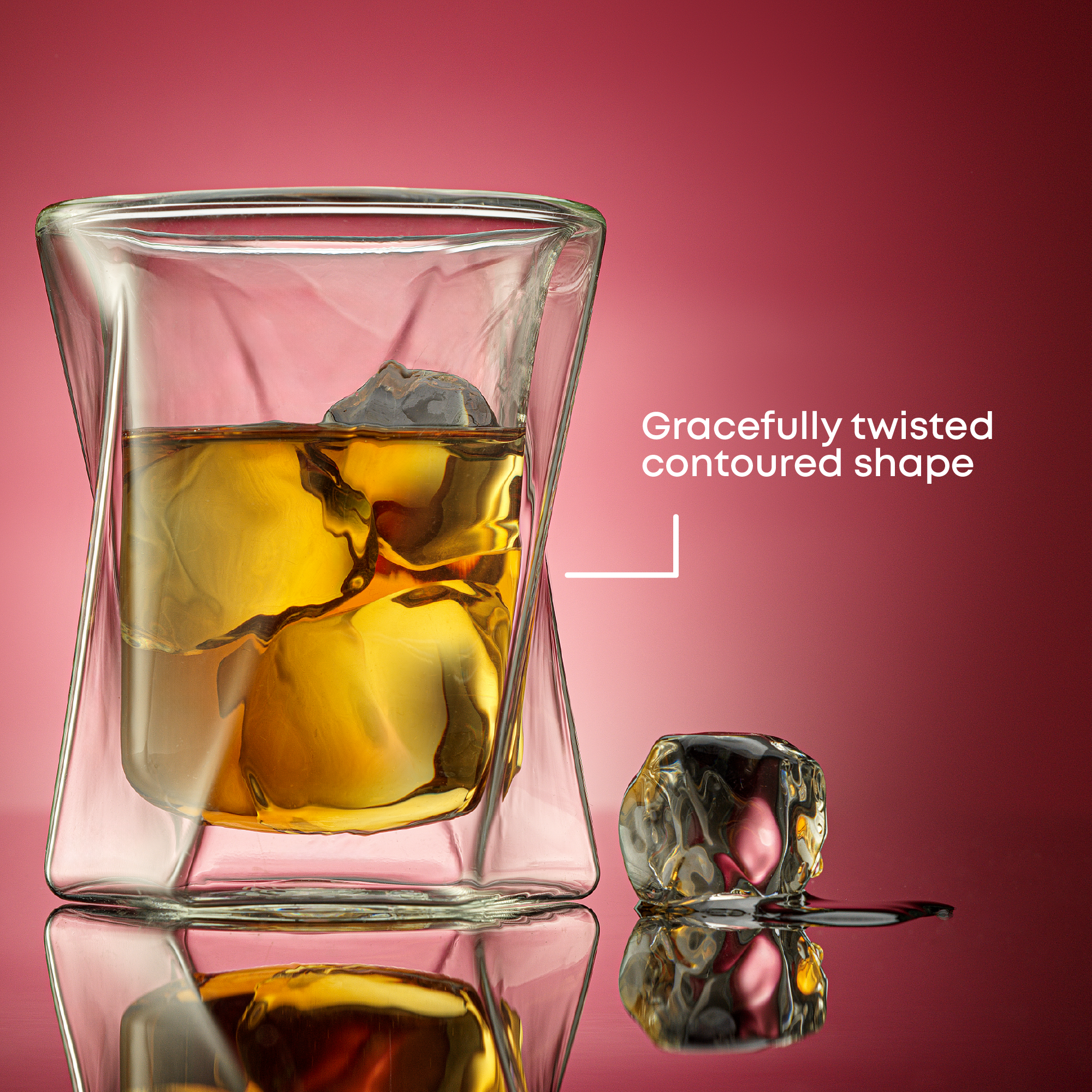 Lacey Double Wall Double Old Fashion Whiskey Glasses