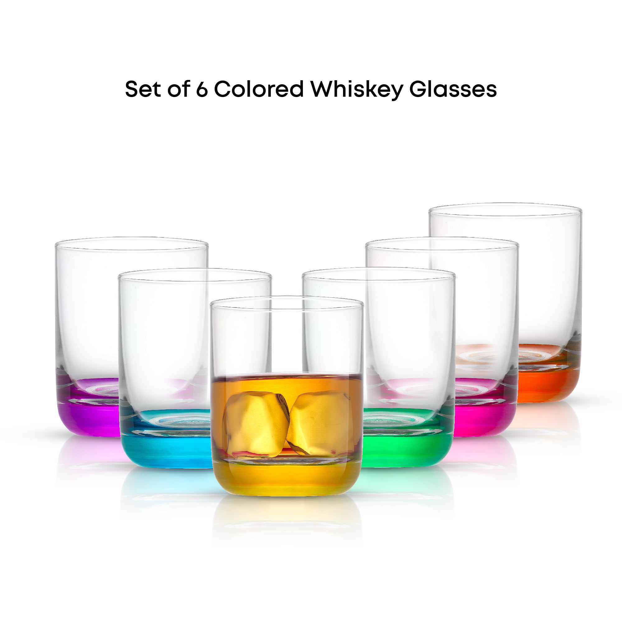 Hue Colored Double Old Fashion Whiskey Glasses