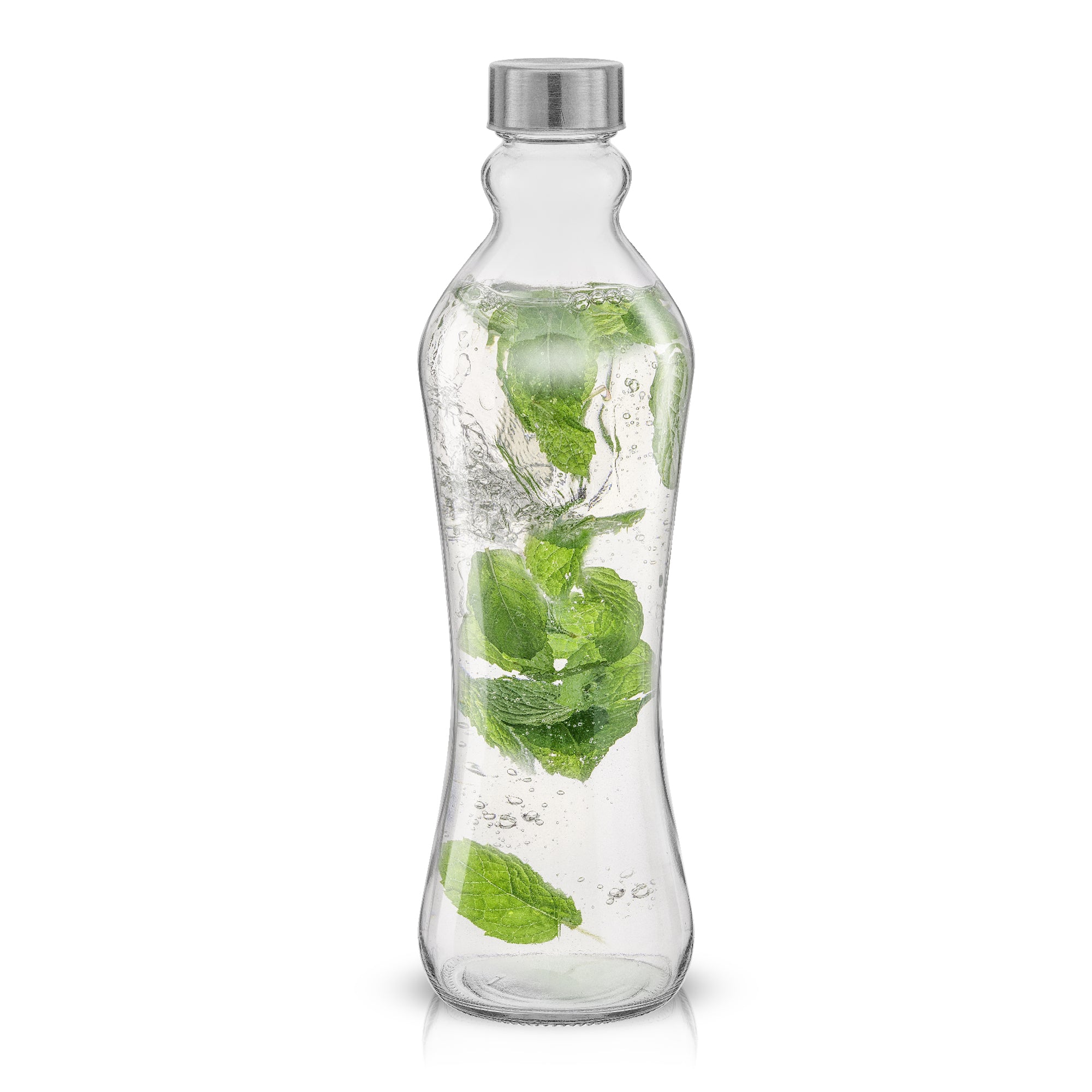 Spring Glass Water Bottles with Stainless Steel Cap