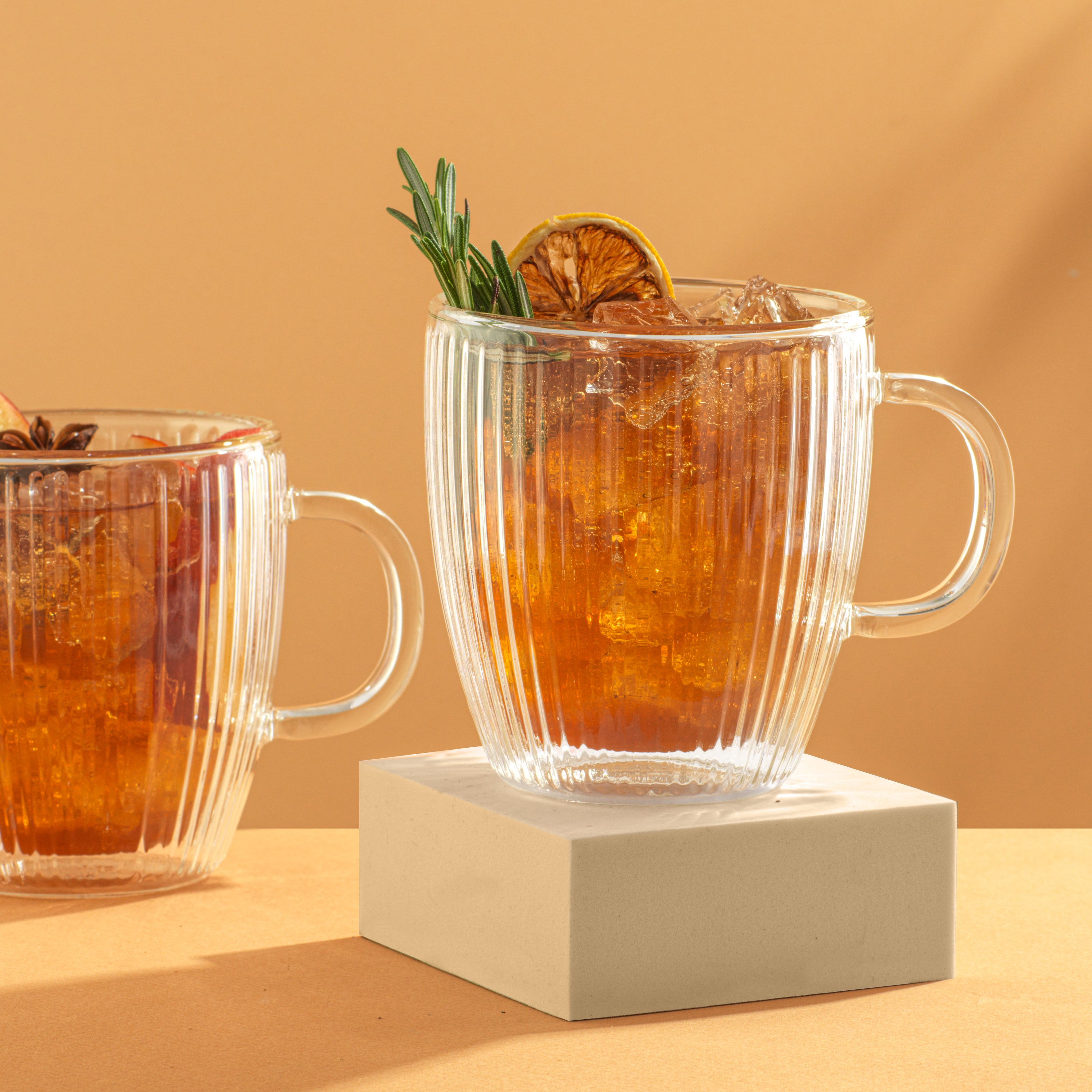 Savor Fluted Double Wall Coffee Glasses