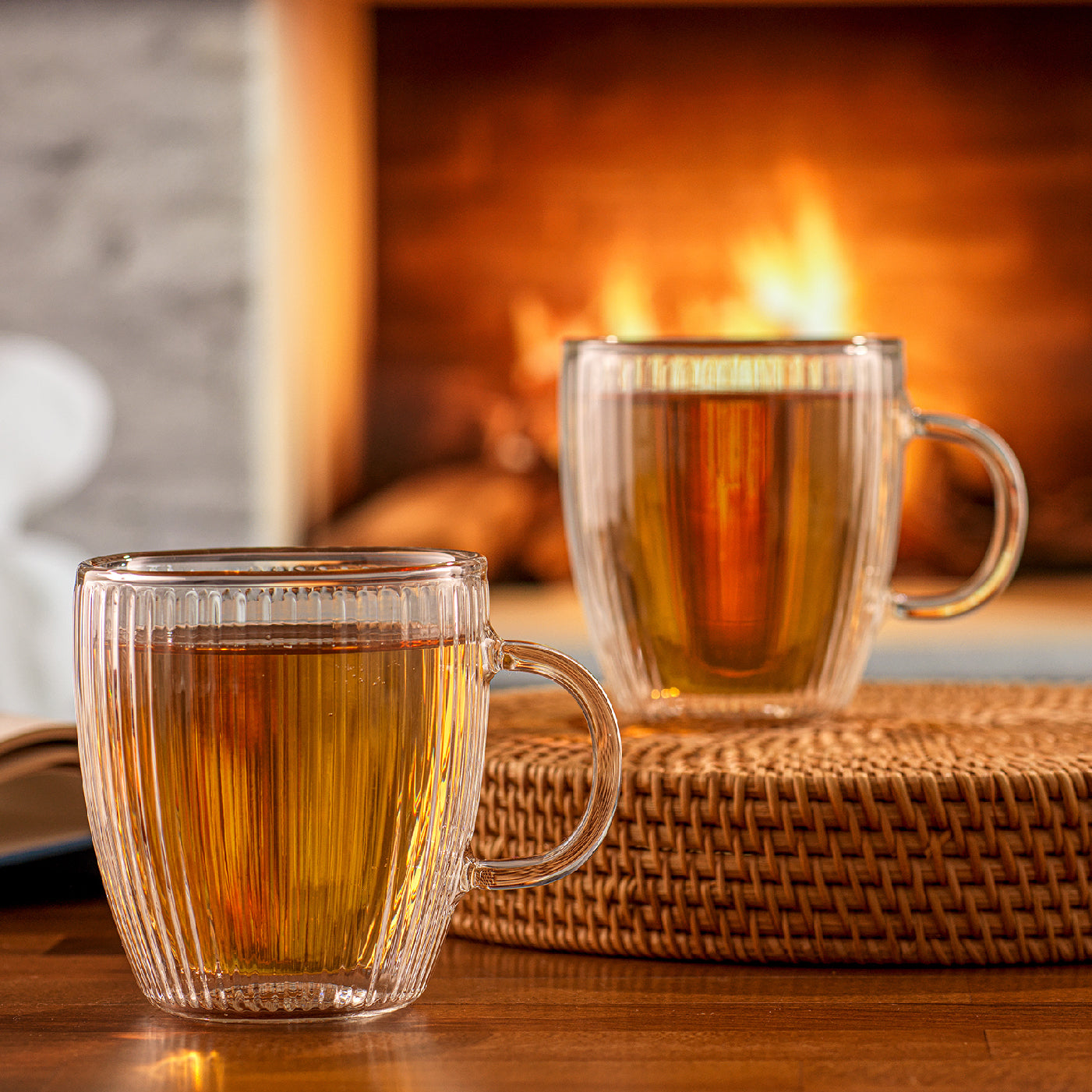 Savor Fluted Double Wall Glass Mug