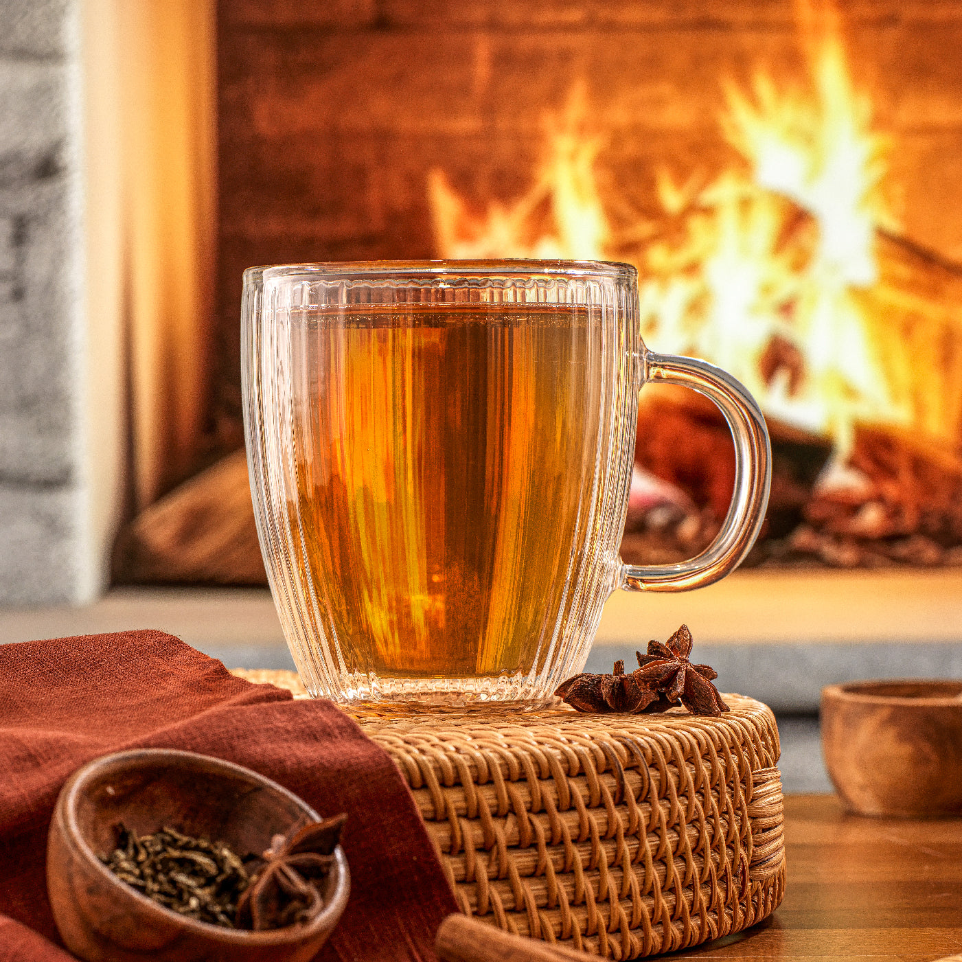 Savor Fluted Double Wall Glass Mug