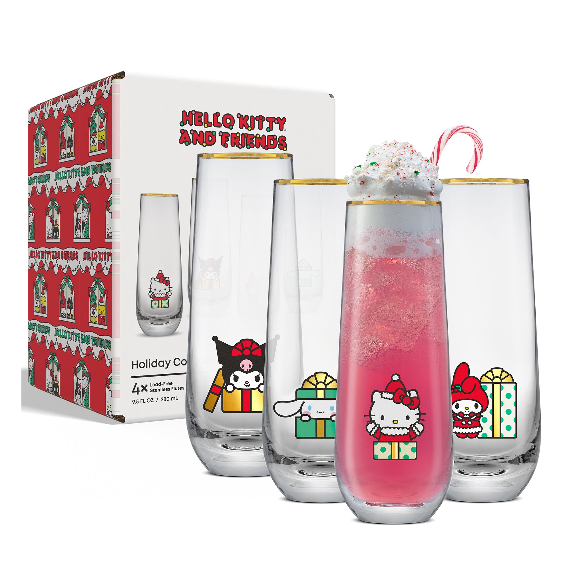 Hello Kitty® and Friends Holiday Stemless Flutes