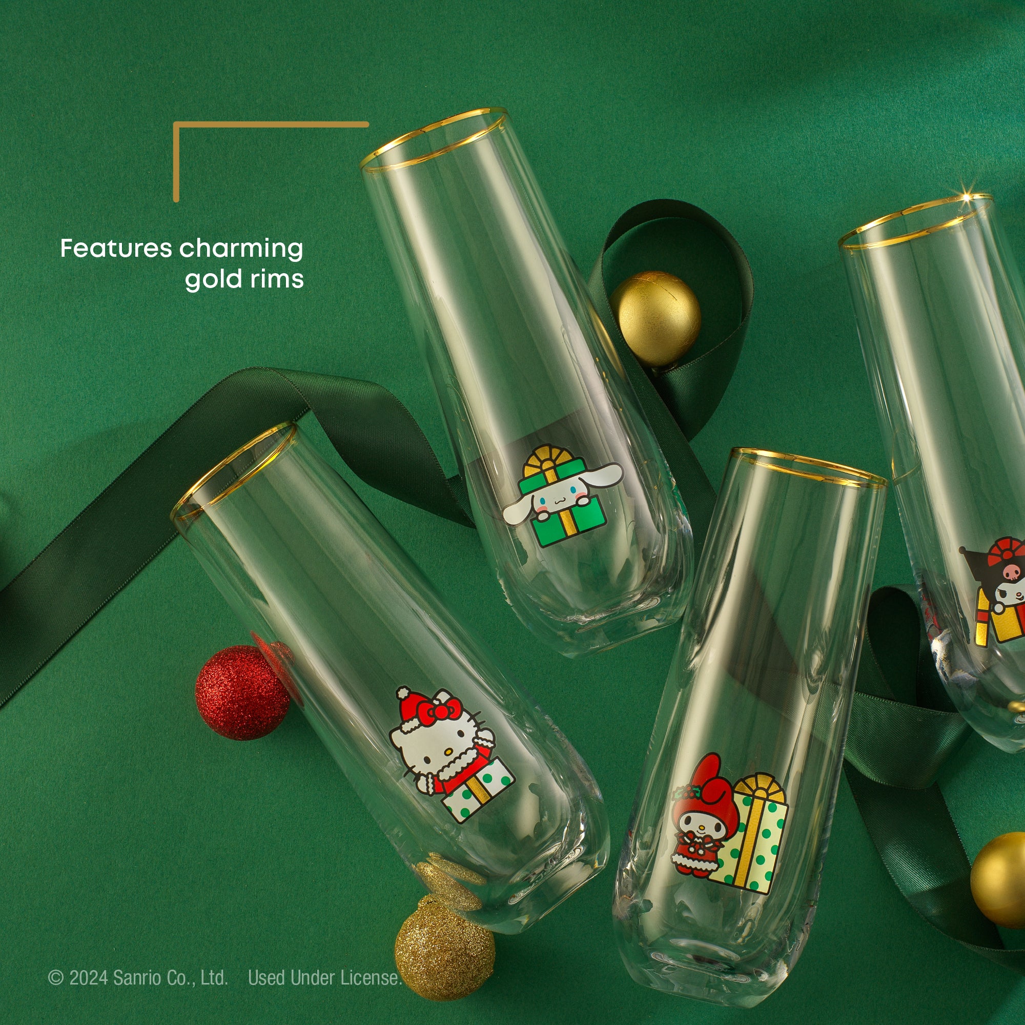 Hello Kitty® and Friends Holiday Stemless Flutes
