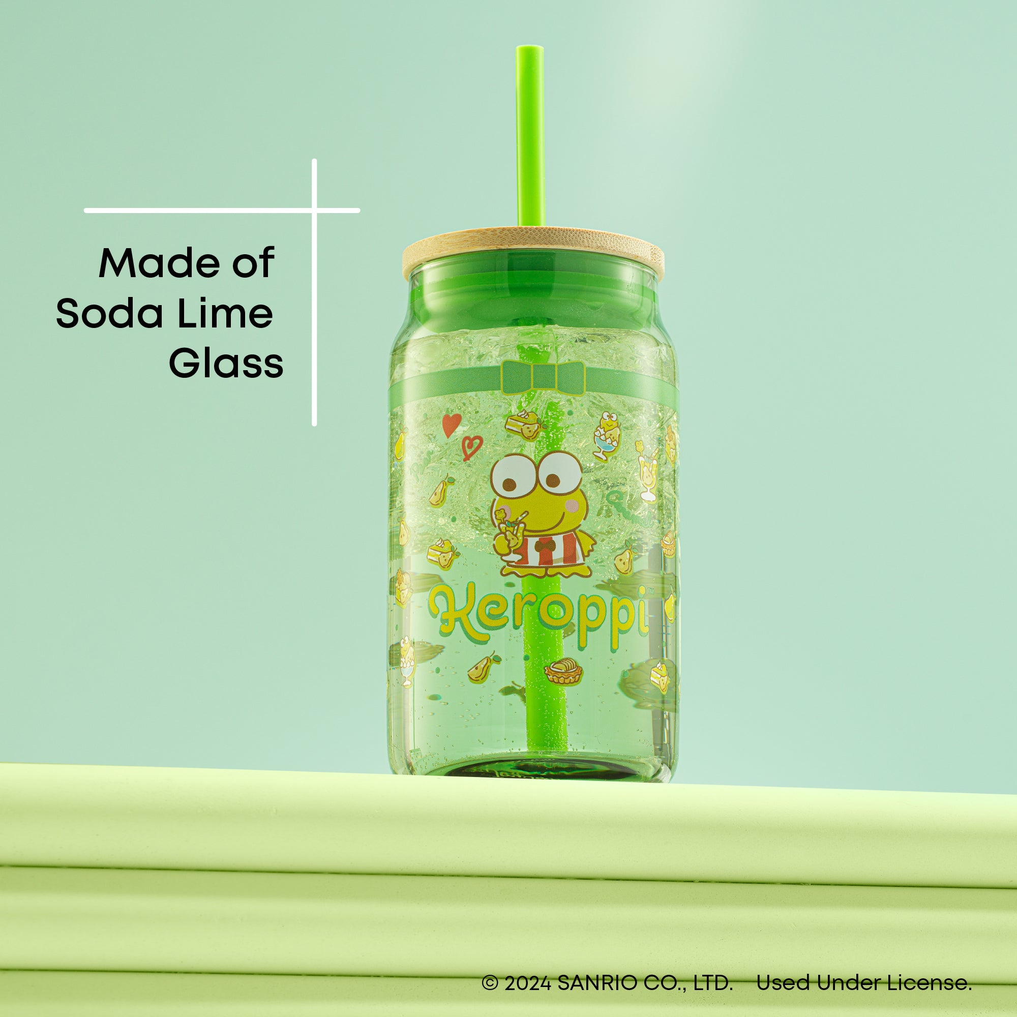 Hello Kitty® and Friends Favorite Flavor Keroppi Glass Tumbler with Bamboo Lid and Straw