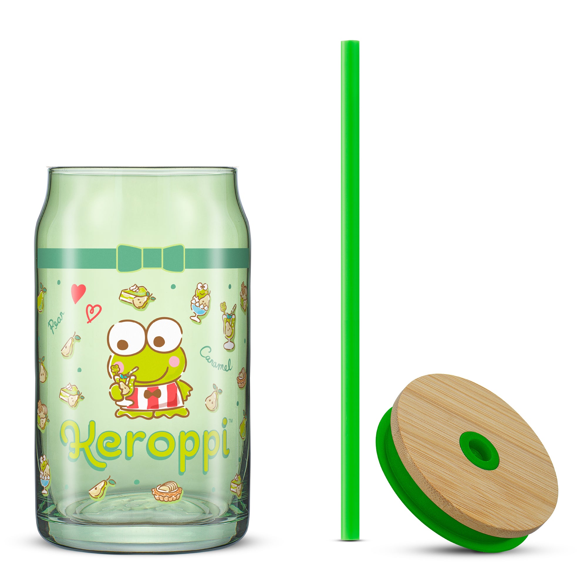 Hello Kitty® and Friends Favorite Flavor Keroppi Glass Tumbler with Bamboo Lid and Straw
