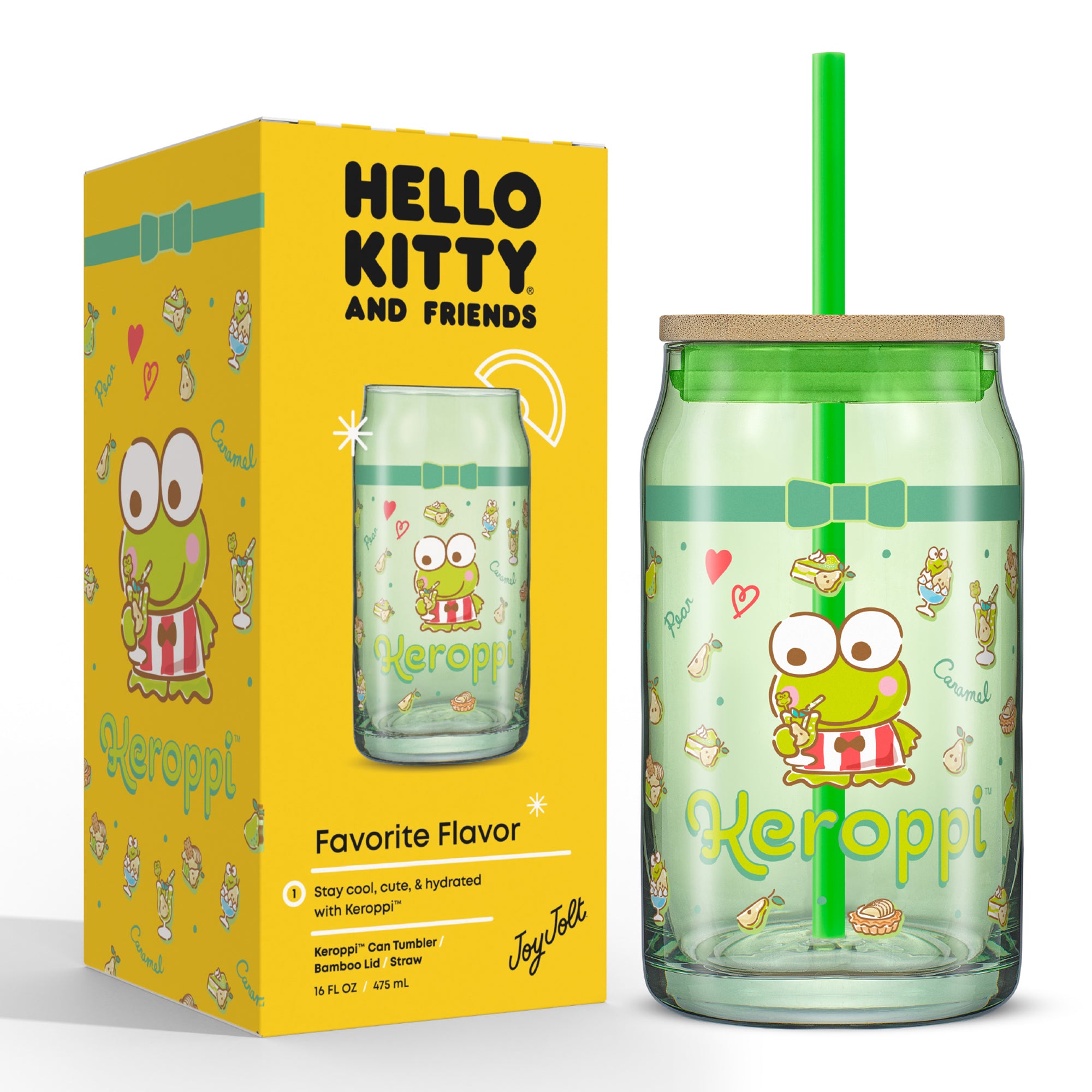 Hello Kitty® and Friends Favorite Flavor Keroppi Glass Tumbler with Bamboo Lid and Straw