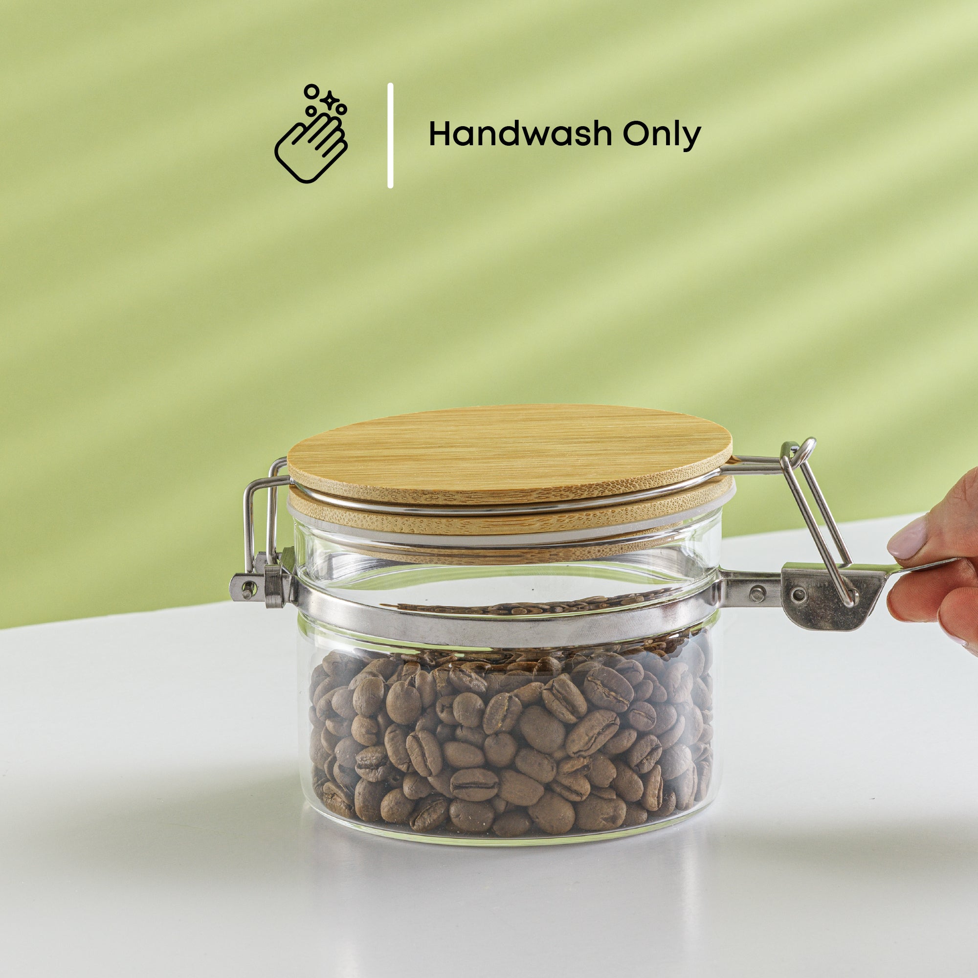 Storage Jars with Airtight Bamboo Clamp Lids Set