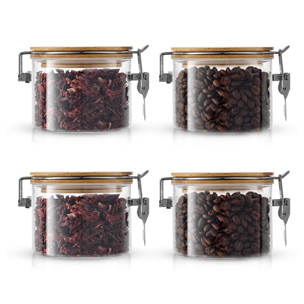 Storage Jars with Airtight Bamboo Clamp Lids Set