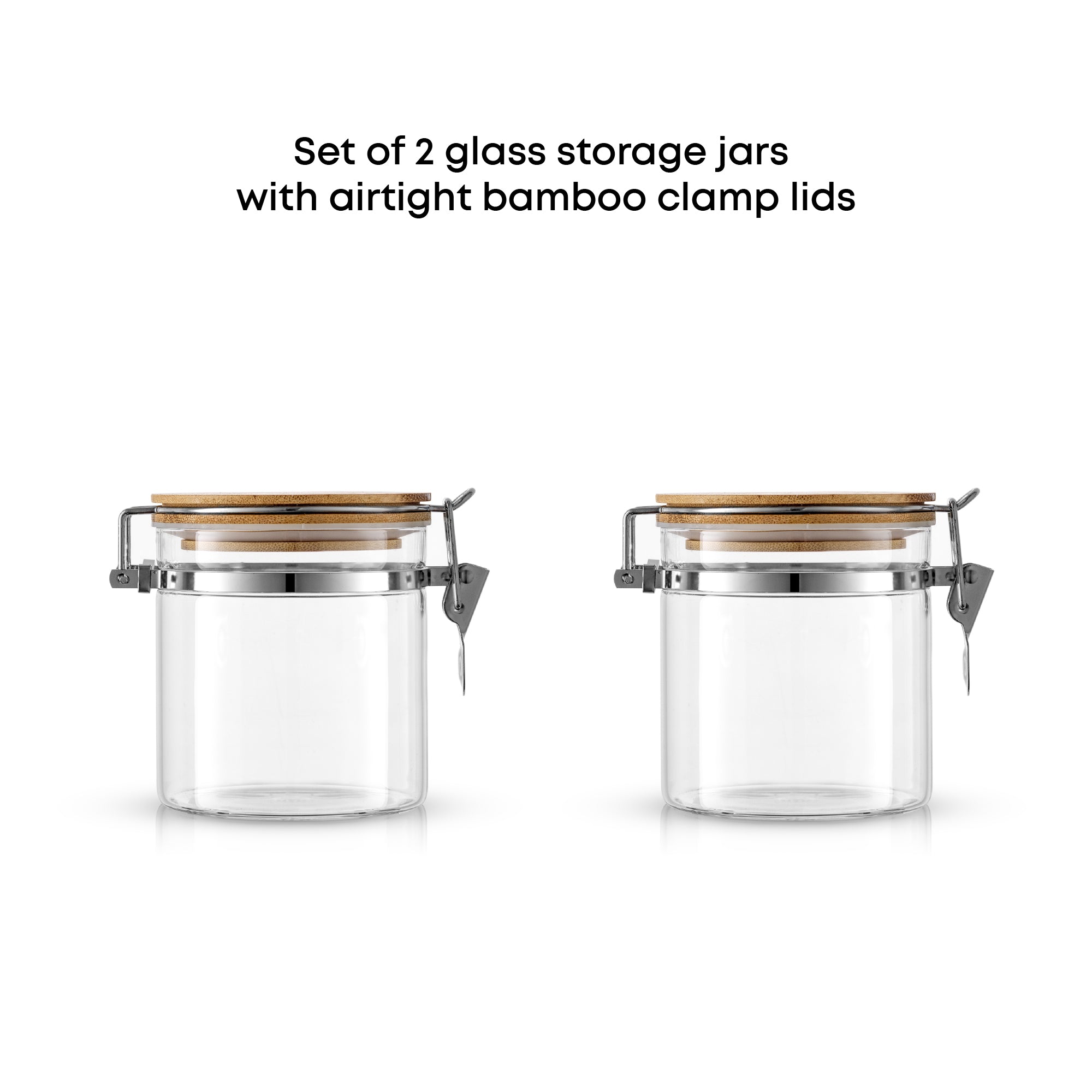 Storage Jars with Airtight Bamboo Clamp Lids Set