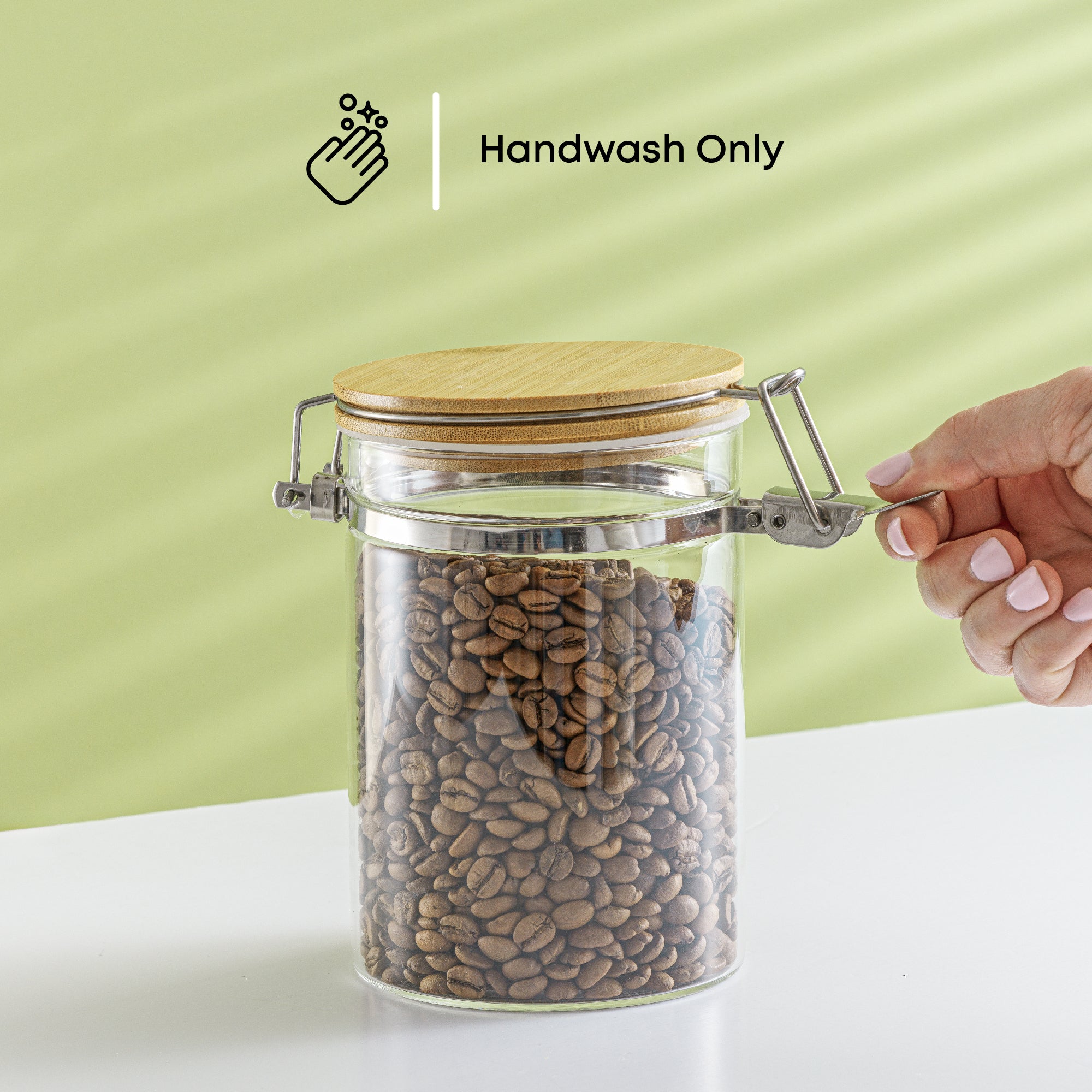 Storage Jars with Airtight Bamboo Clamp Lids Set