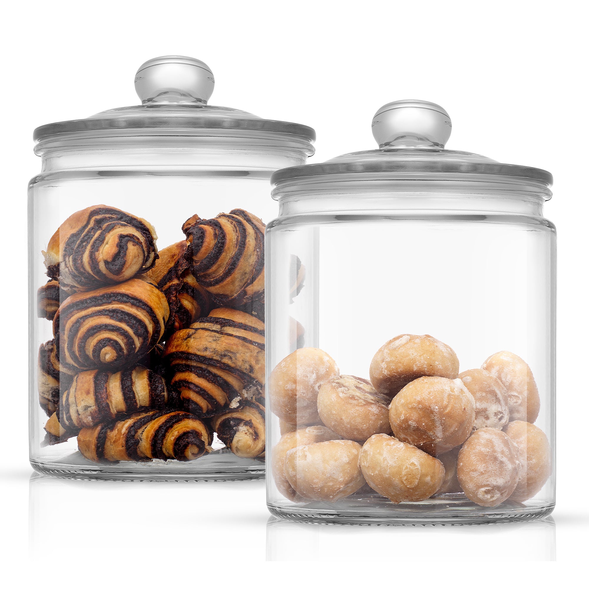 JoyFul Round Glass Cookie Jar with Airtight Lids