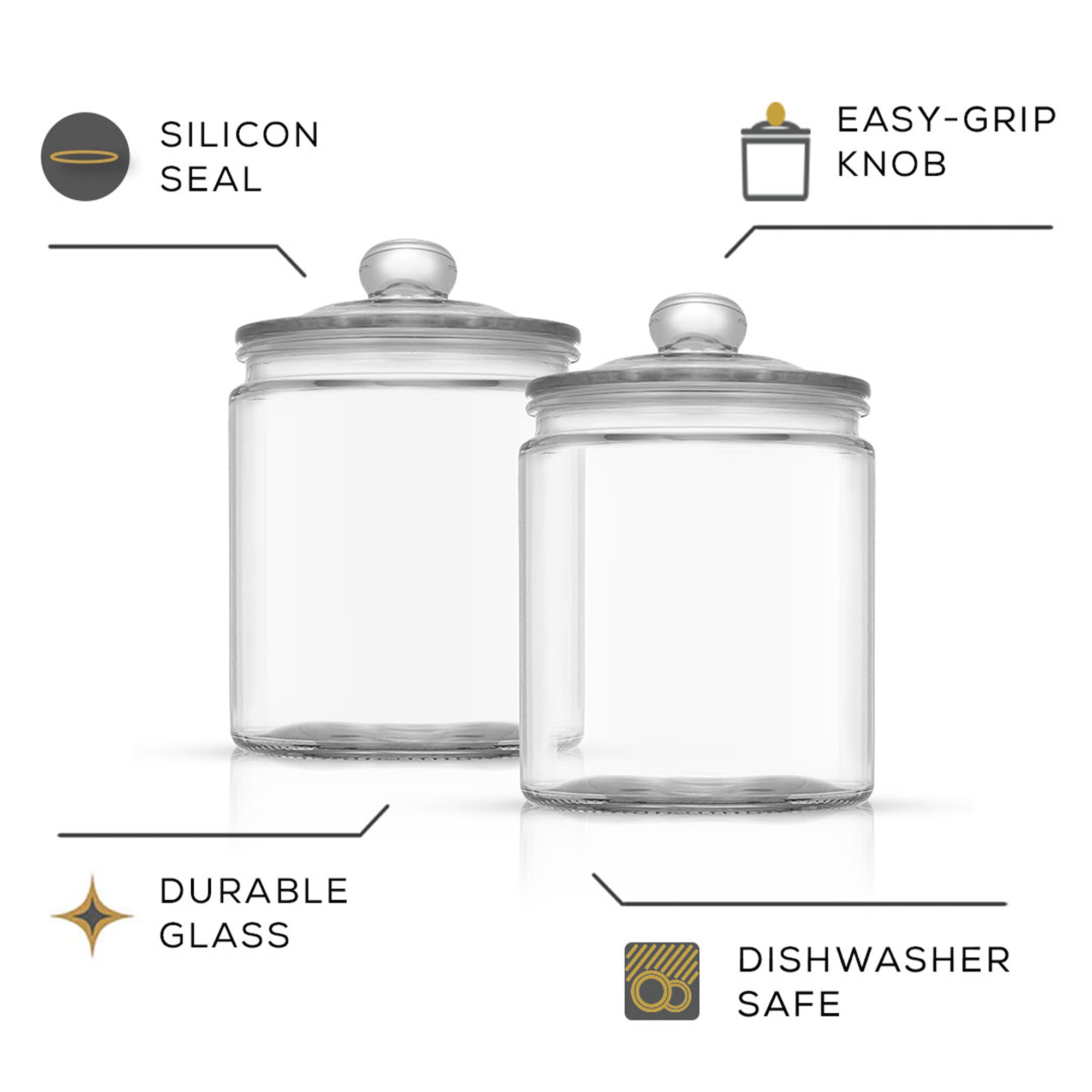JoyFul Round Glass Cookie Jar with Airtight Lids