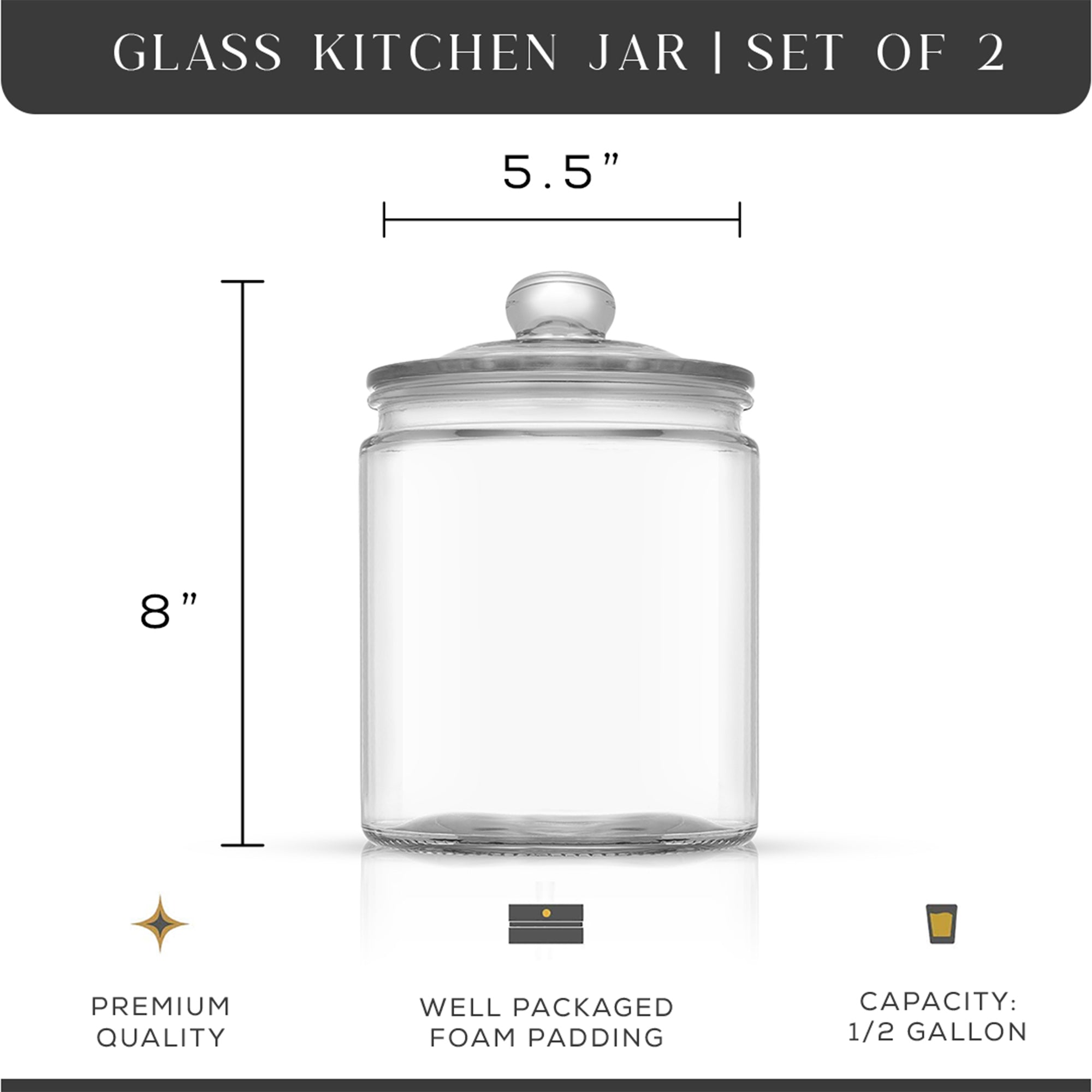 JoyFul Round Glass Cookie Jar with Airtight Lids