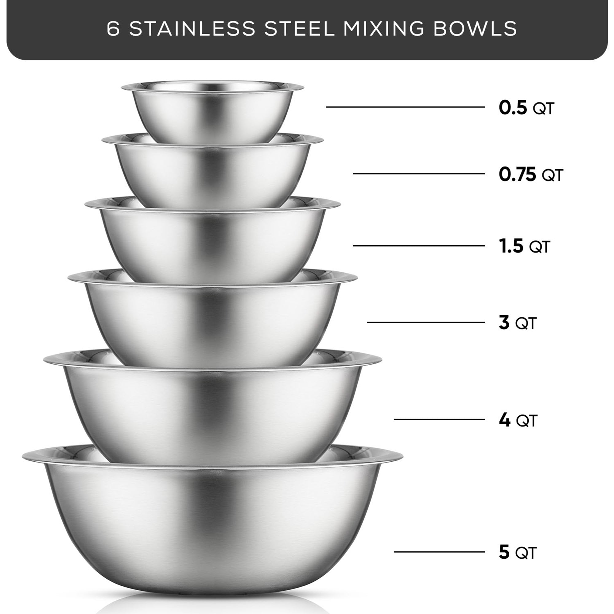 JoyJolt Stainless Steel Mixing Bowl Set