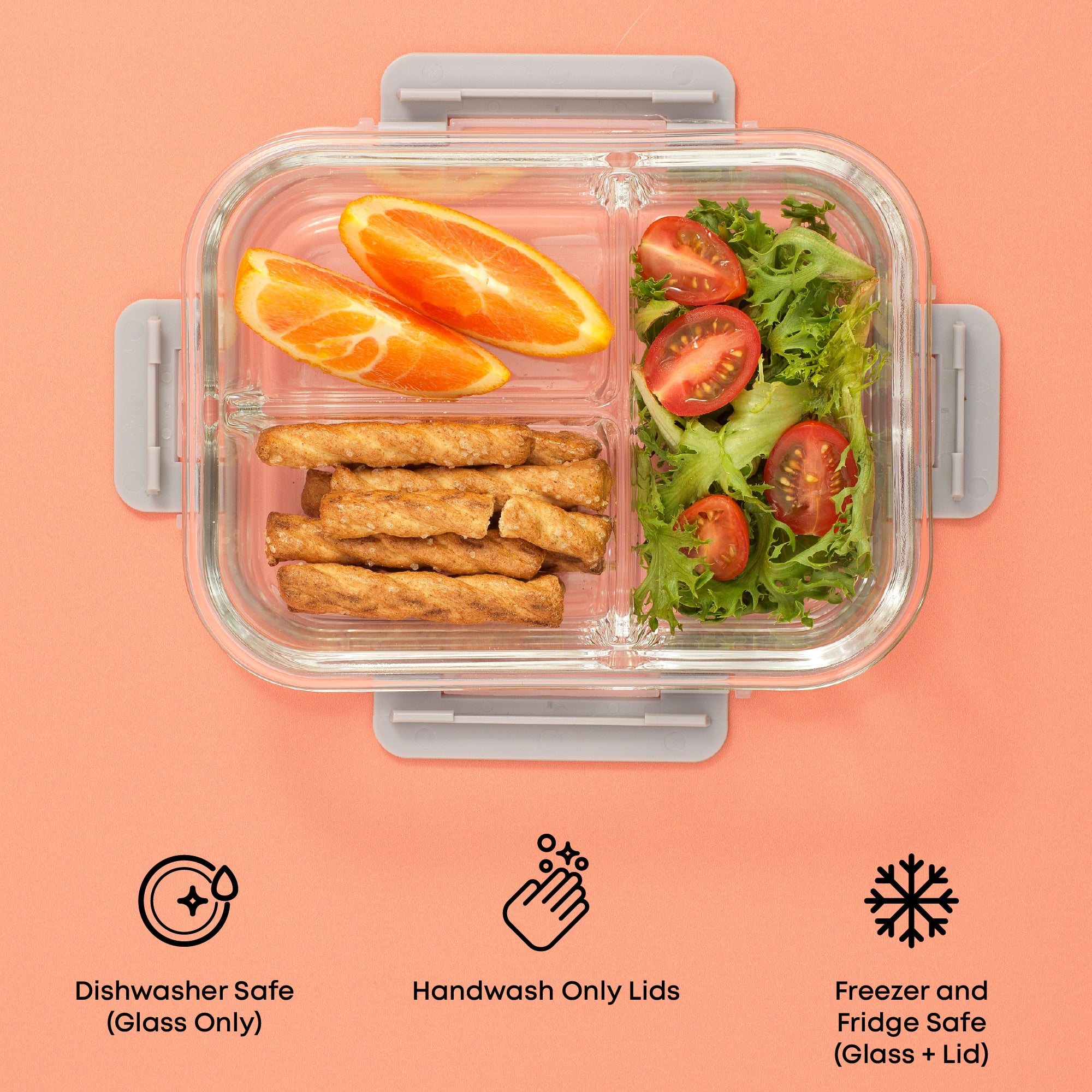 JoyJolt 3-Sectional Meal Prep Food Storage Containers
