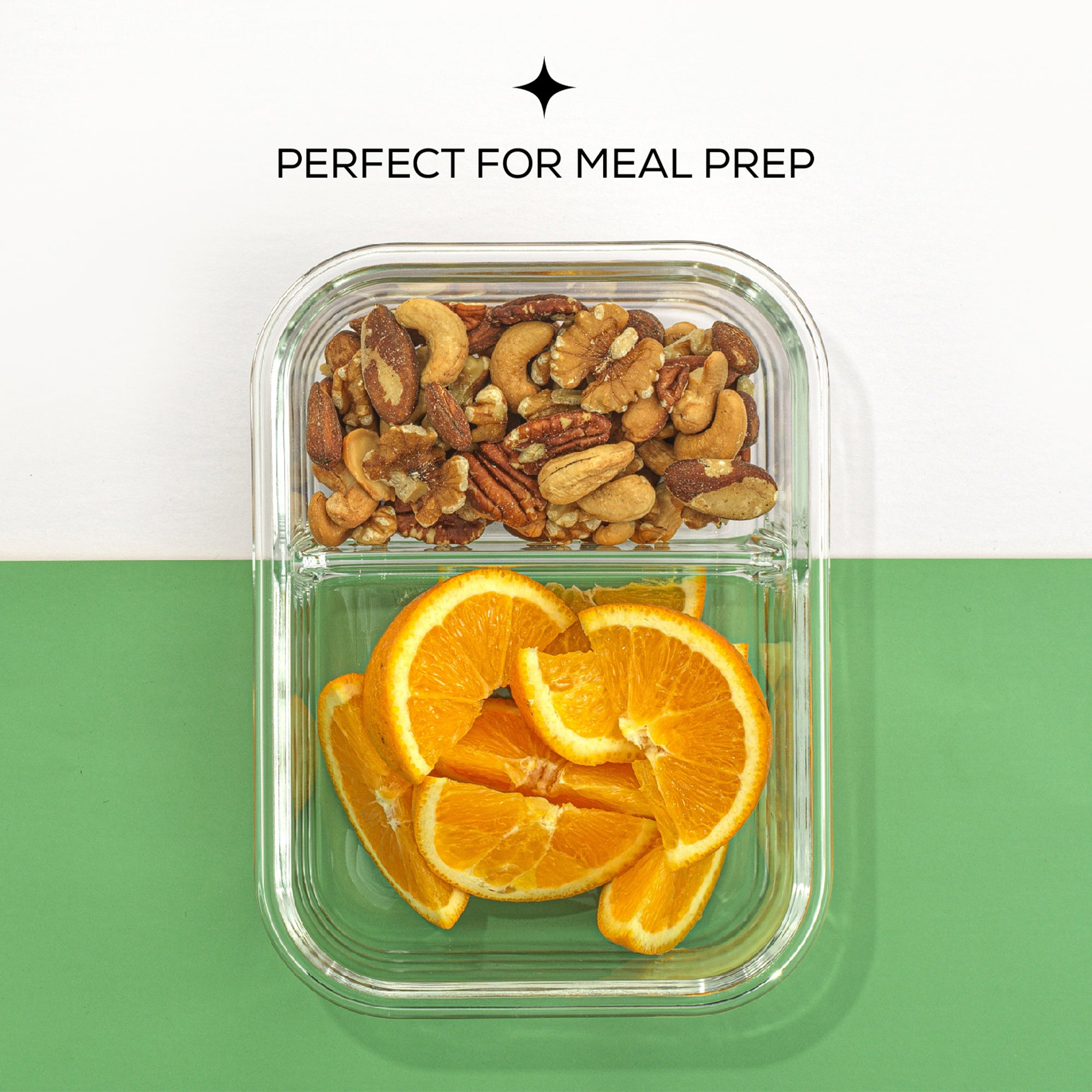 2-Sectional Glass Food Storage Containers