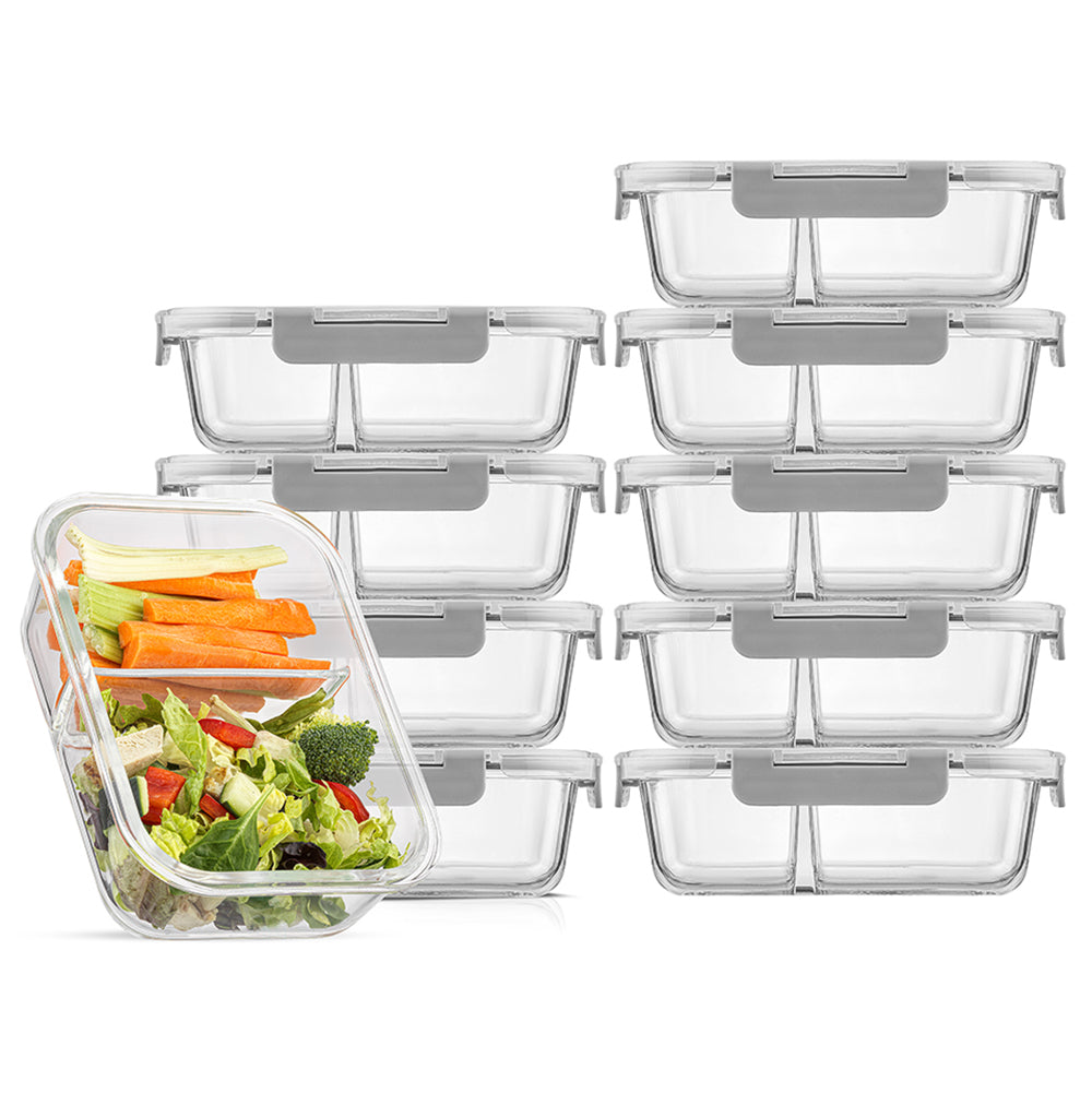 2-Sectional Glass Food Storage Containers