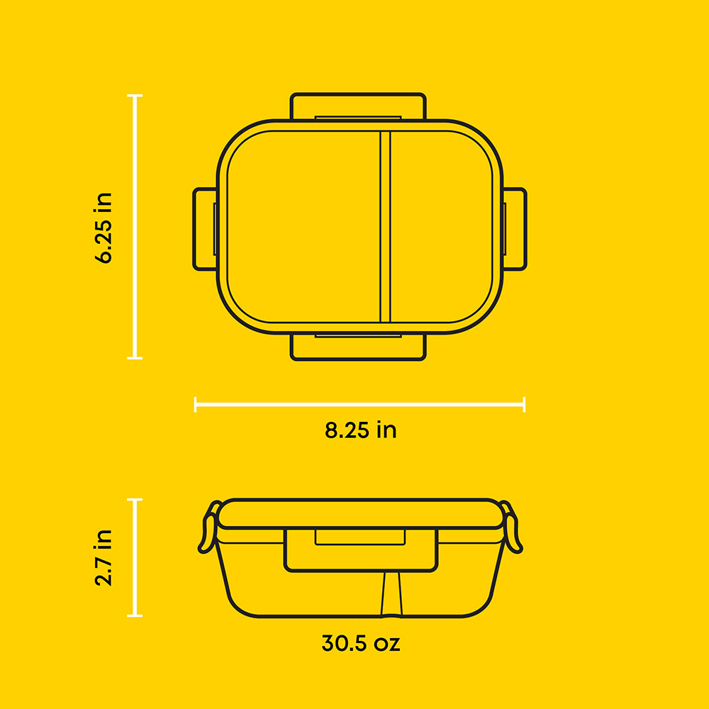 2-Sectional Glass Food Storage Containers