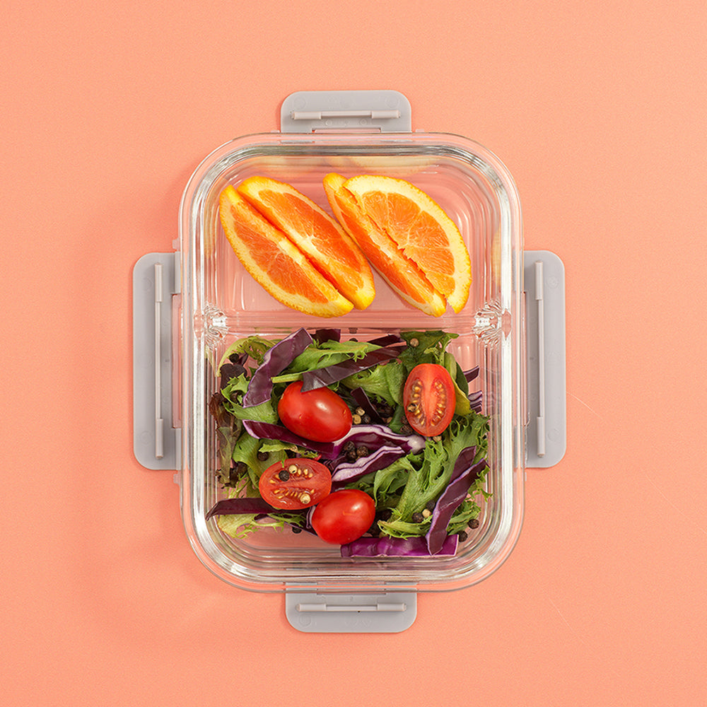 2-Sectional Glass Food Storage Containers