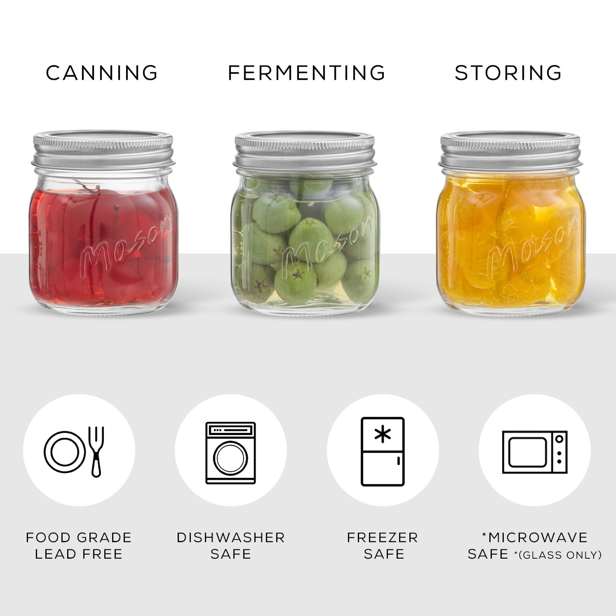 JoyJolt Mason Jars with Airtight Lids, Labels and Measures