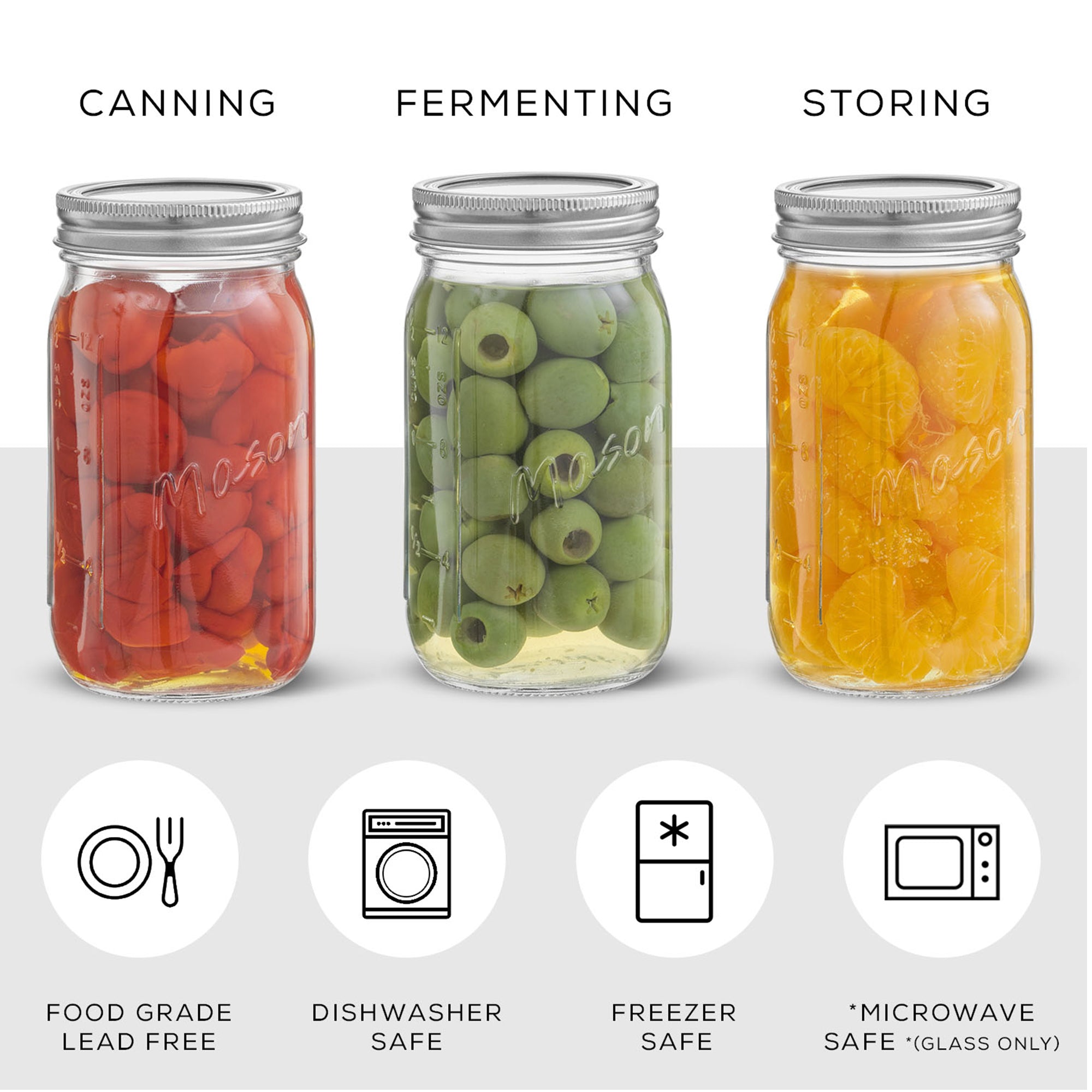 JoyJolt Mason Jars with Airtight Lids, Labels and Measures