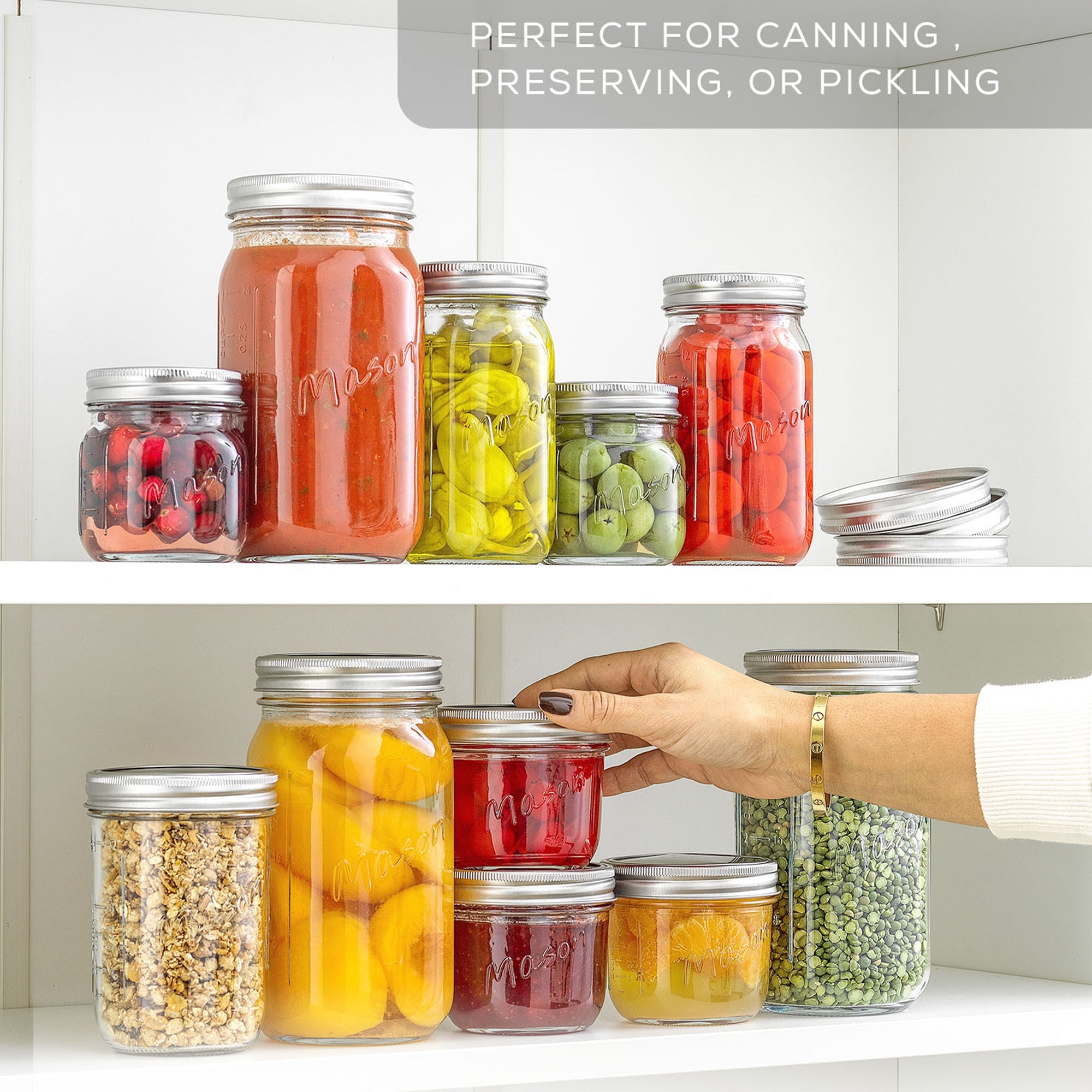 JoyJolt Mason Jars with Airtight Lids, Labels and Measures
