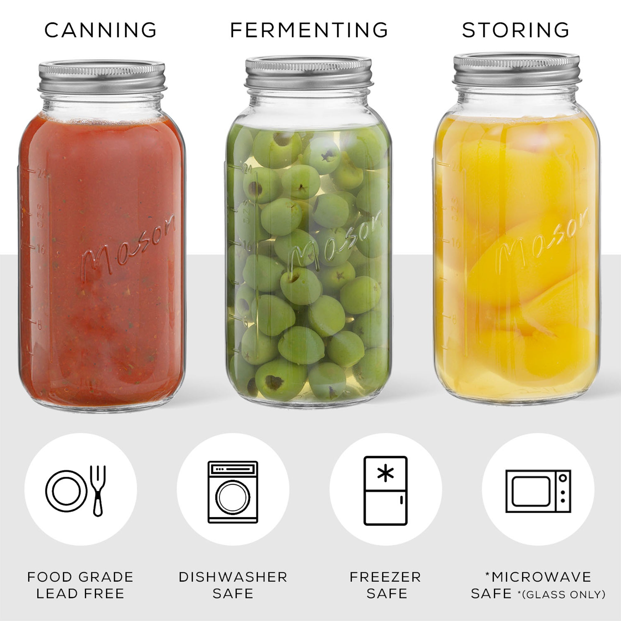JoyJolt Mason Jars with Airtight Lids, Labels and Measures