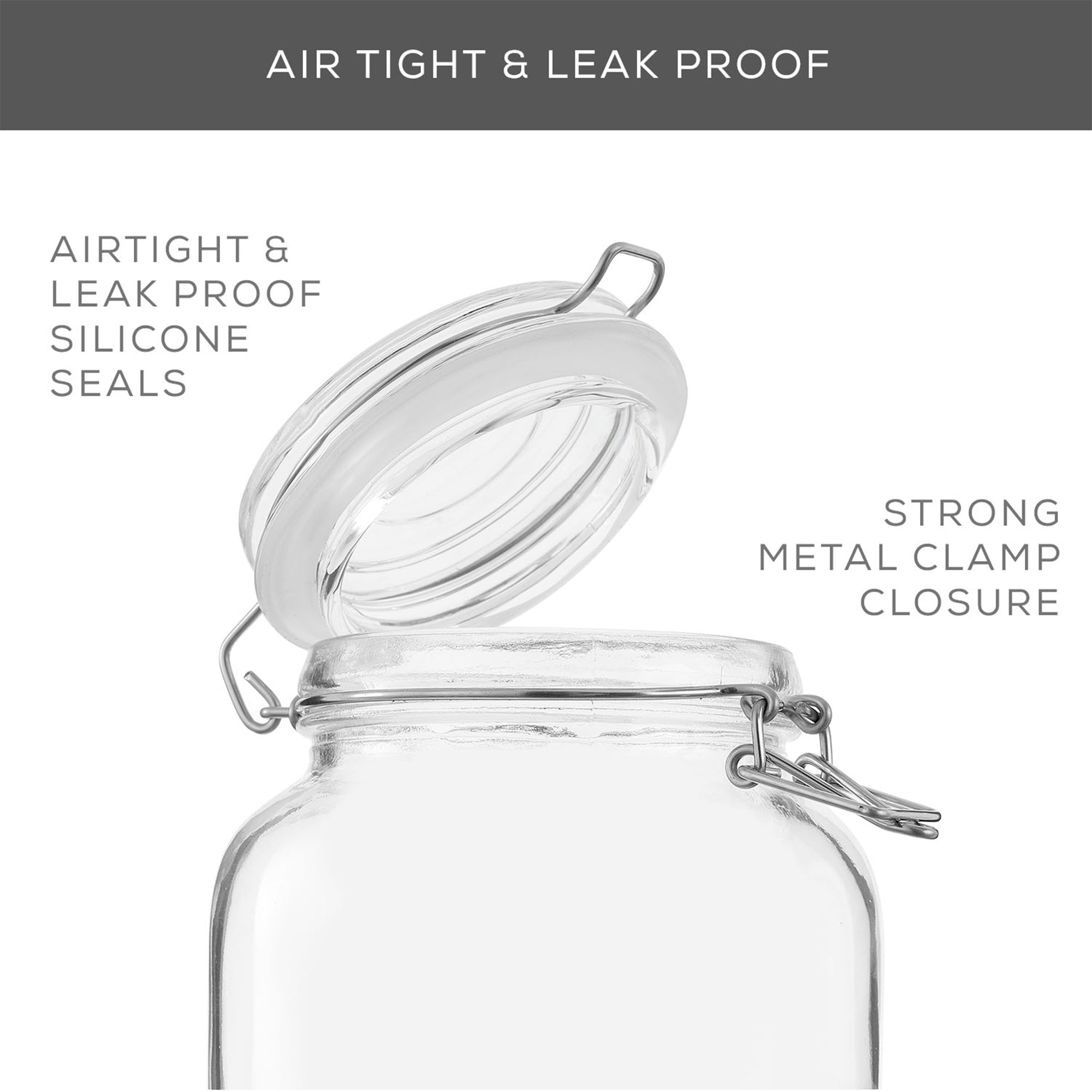 Airtight Food Storage Jars & Silicone Seal Lids Set