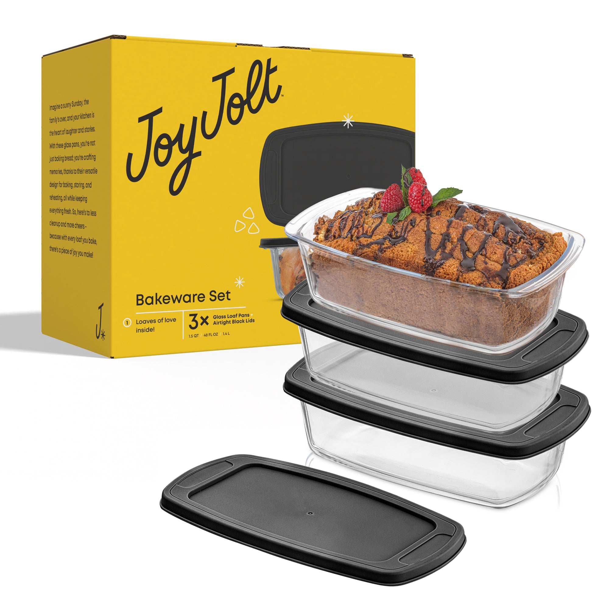 JoyJolt Glass Loaf Pans with Lids Set