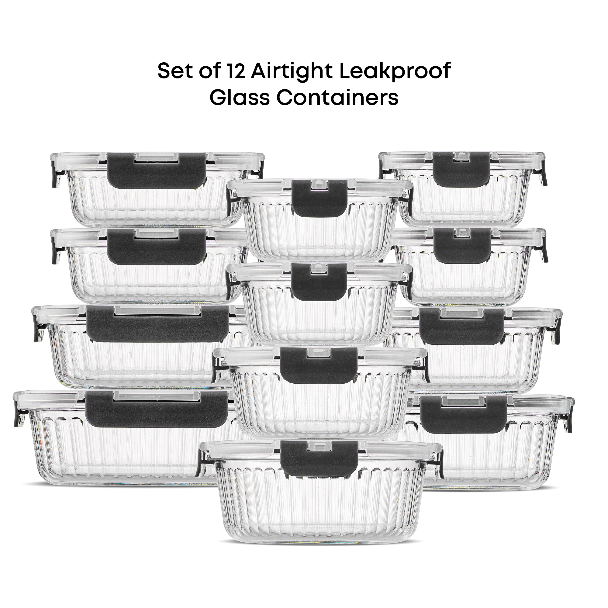 JoyJolt 12 Fluted Glass Containers & Leakproof Lids