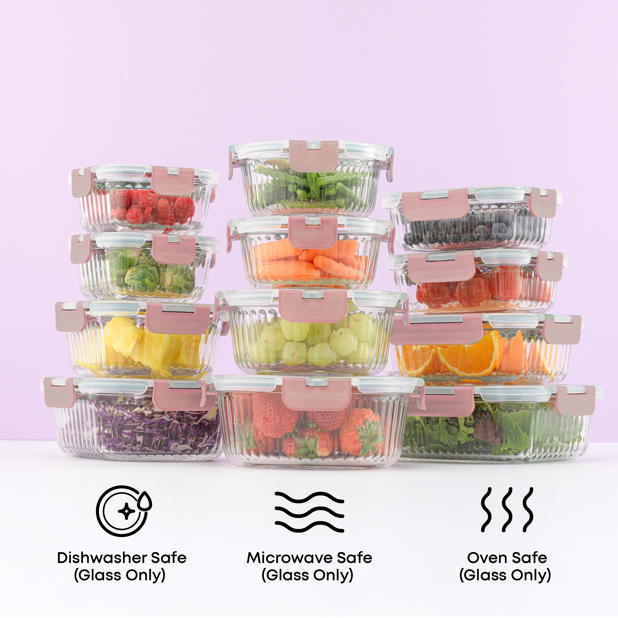 JoyJolt 12 Fluted Glass Containers & Leakproof Lids