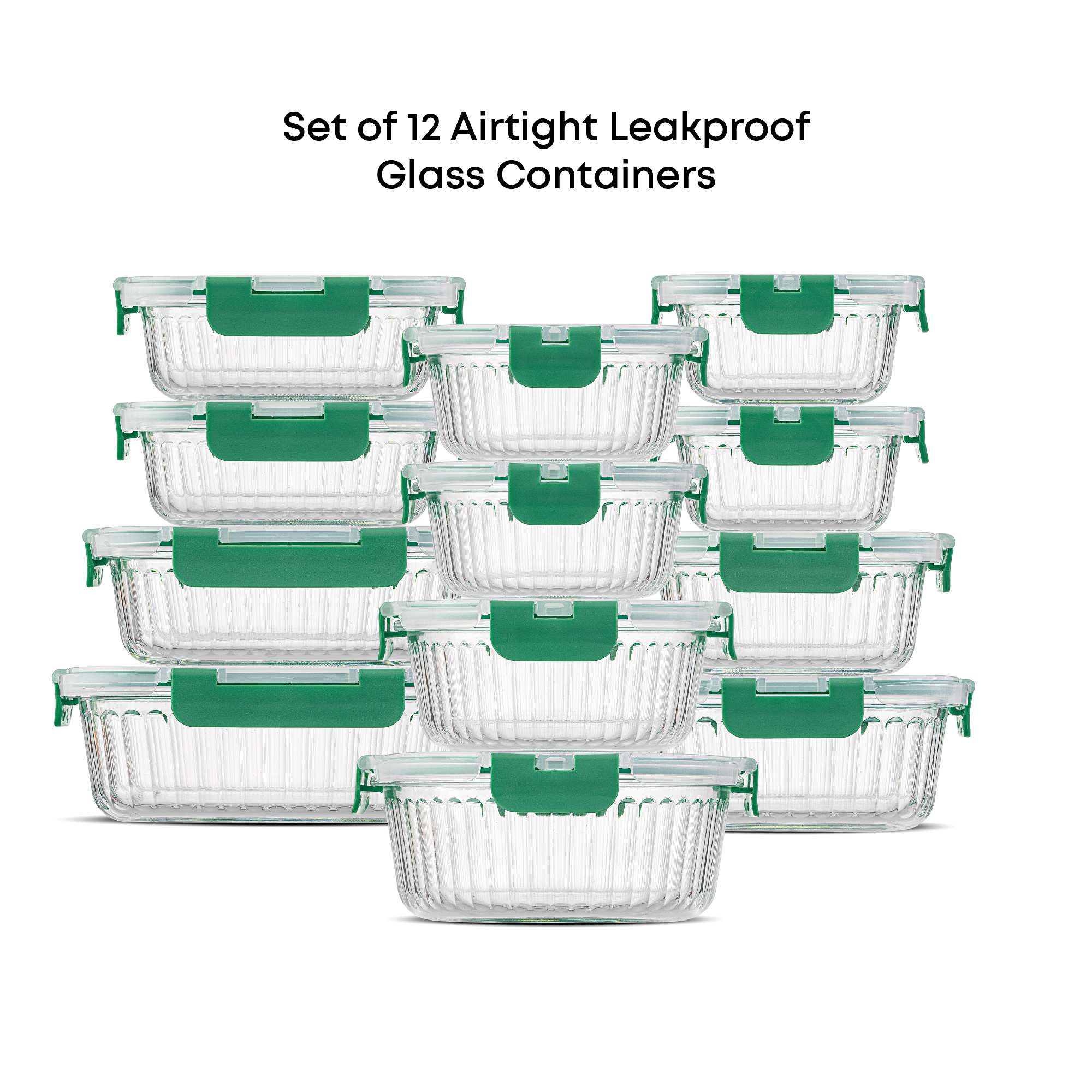JoyJolt 12 Fluted Glass Containers & Leakproof Lids