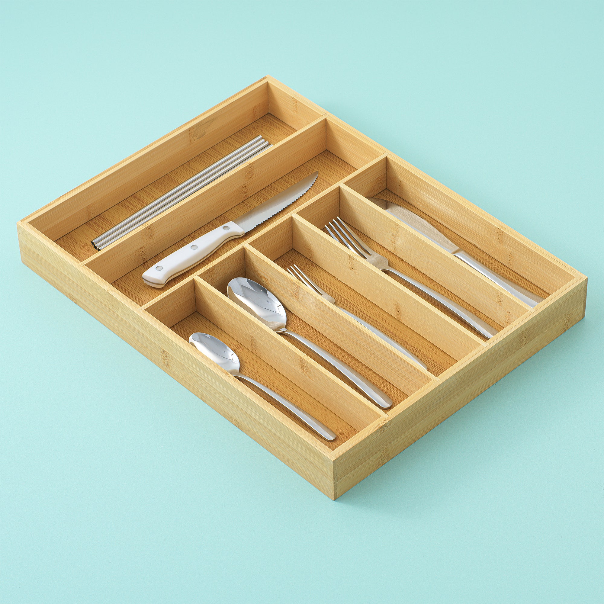 7 Compartment Bamboo Drawer Organizer
