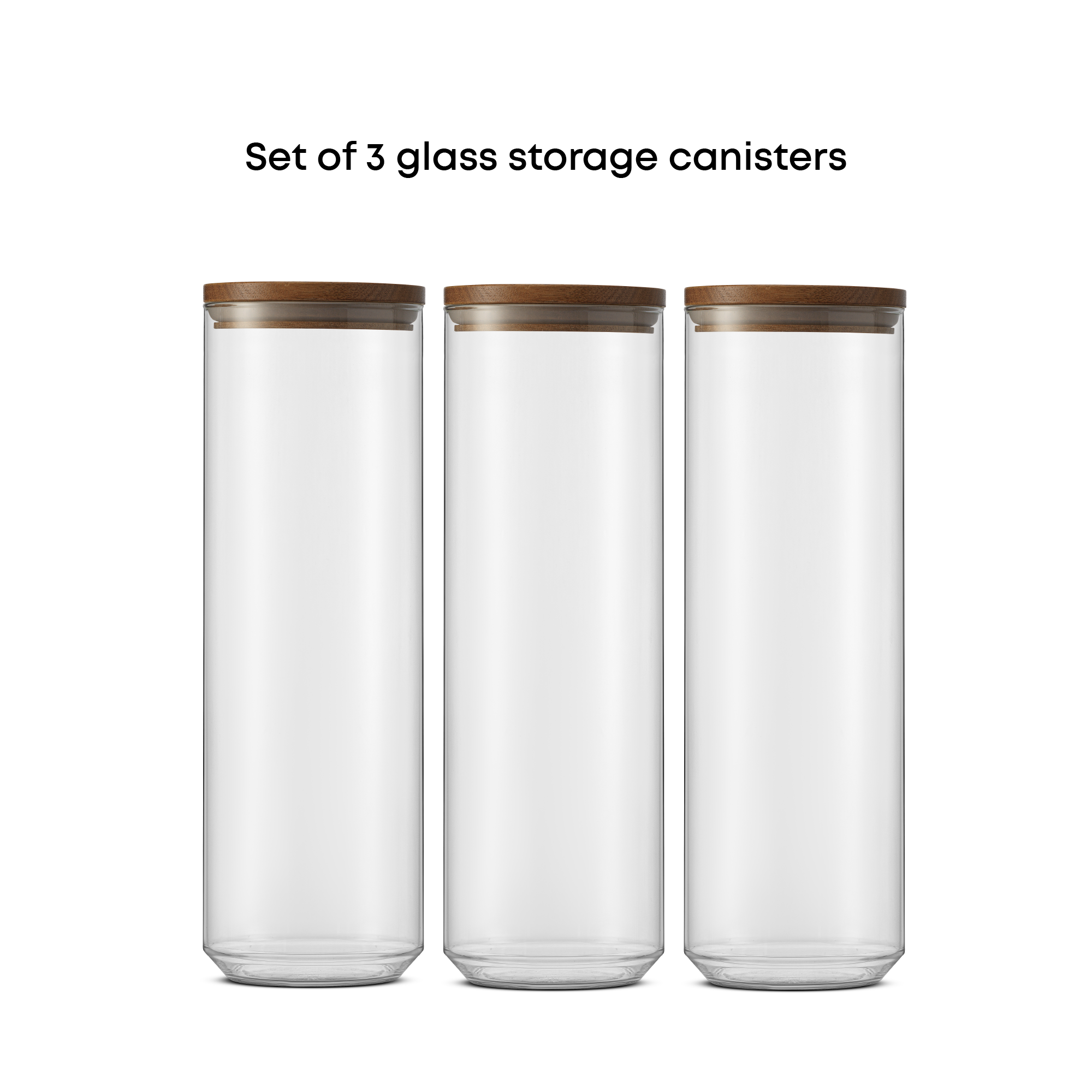 Holden Stackable Glass Storage Canister Set with Wood Lids