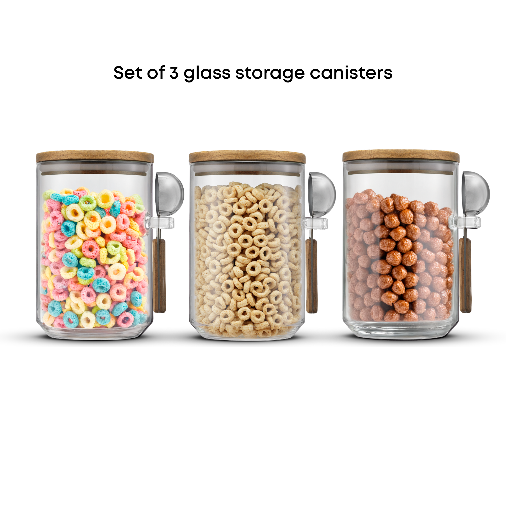 Holden Stackable Glass Storage Canister Set with Wood Lids and Scoops